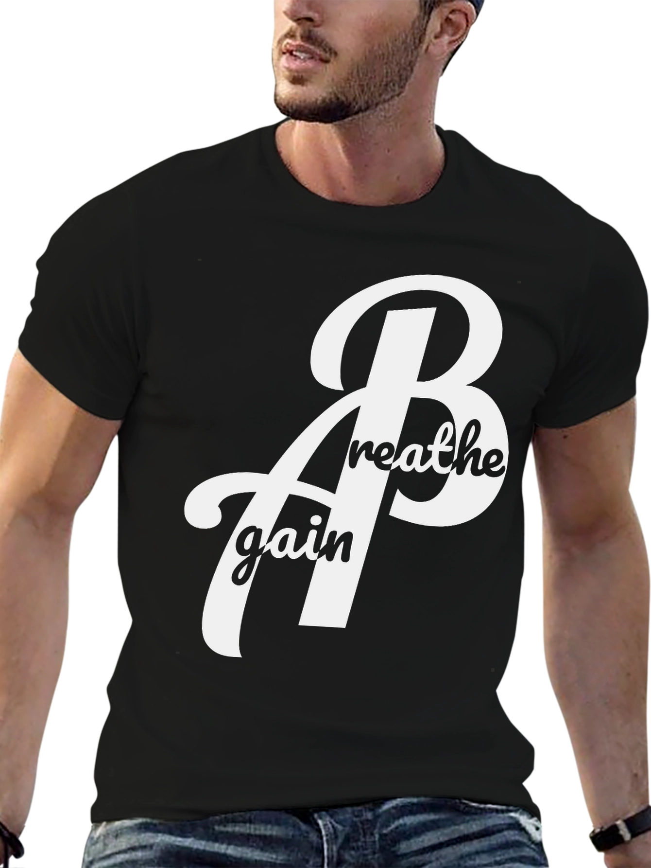 Black Breathe Again Black Graphic Tee Shirt view 6