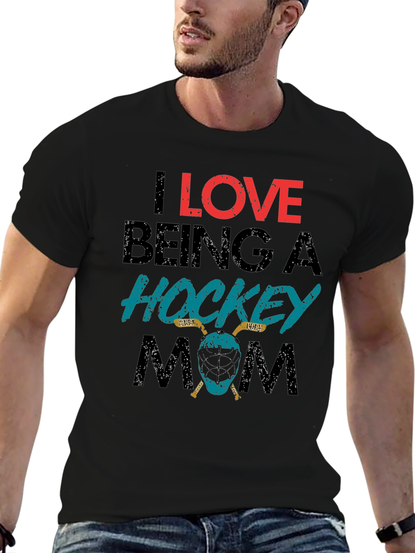 Black I Love Being a Hockey Mom T-Shirt view 6