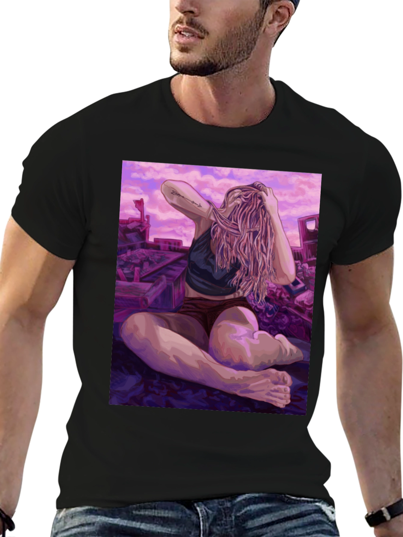 Black Artistic Woman on Ruins Graphic Tee - Unisex view 6