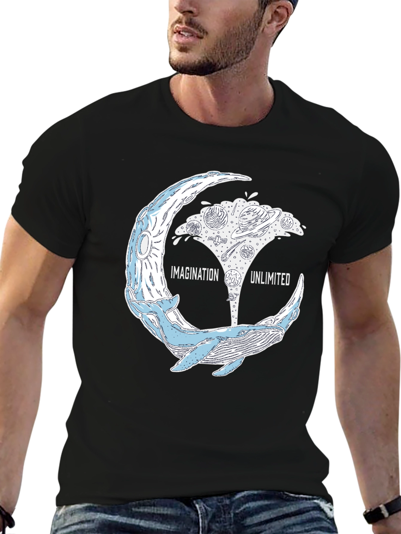 Black Imagination Unlimited Whale Graphic Tee view 6