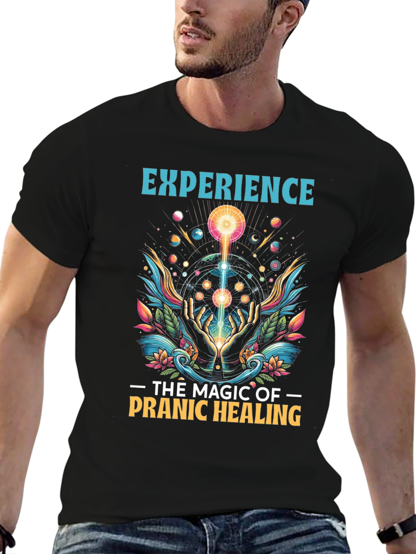 Black Pranic Healing Graphic T-Shirt view 6