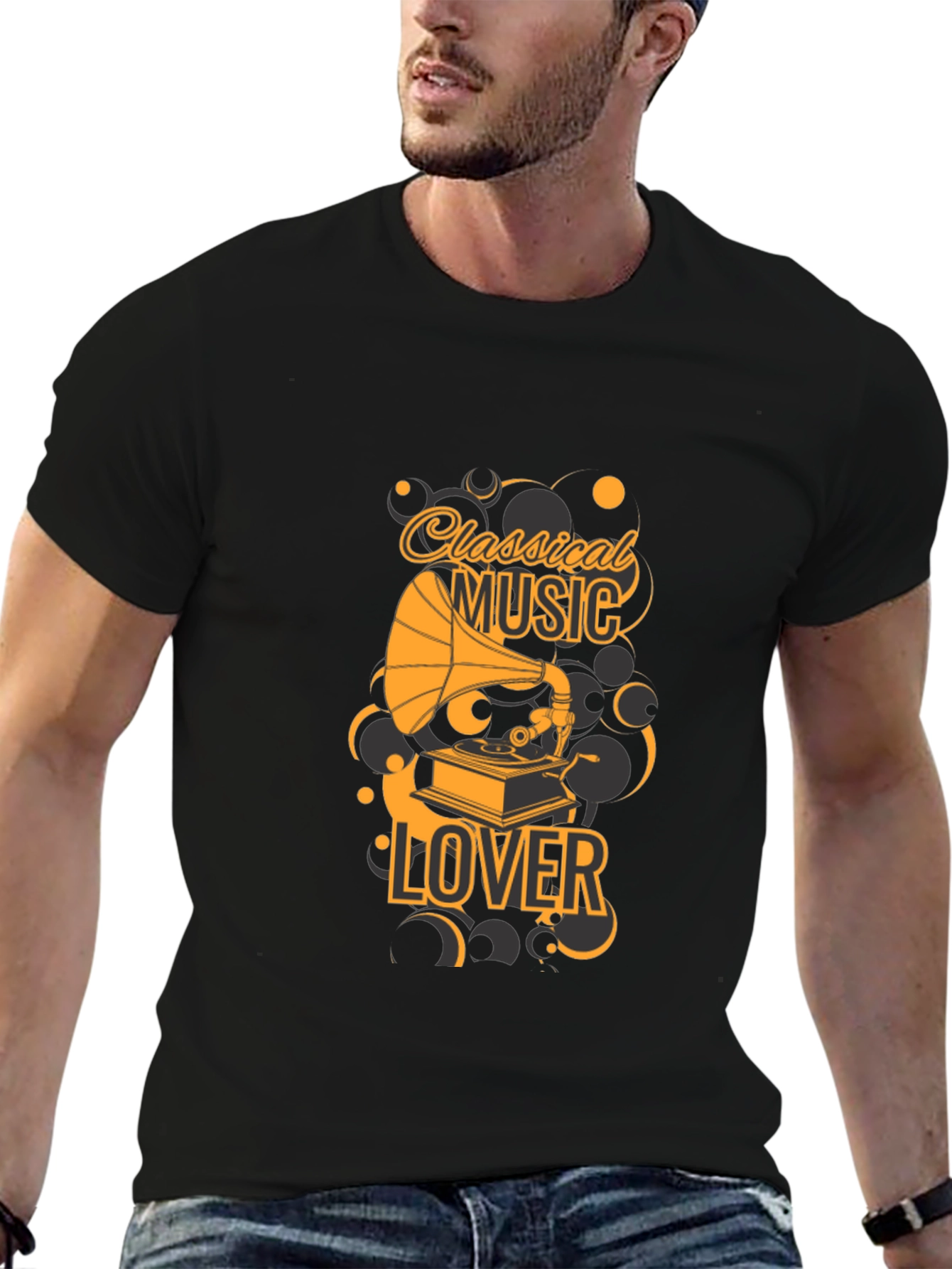 Black Classical Music Lover T-Shirt - Vintage Style view 6