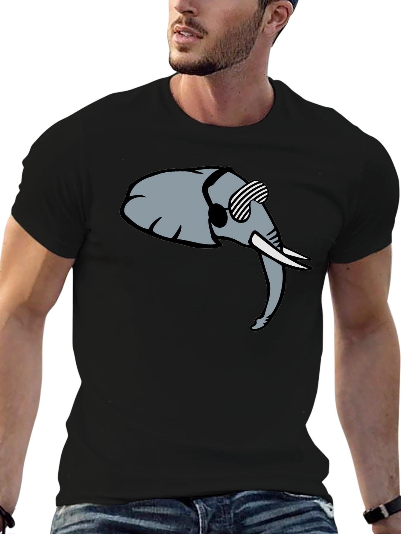 Black Cool Elephant Graphic Tee - Trendy Black Shirt view 6