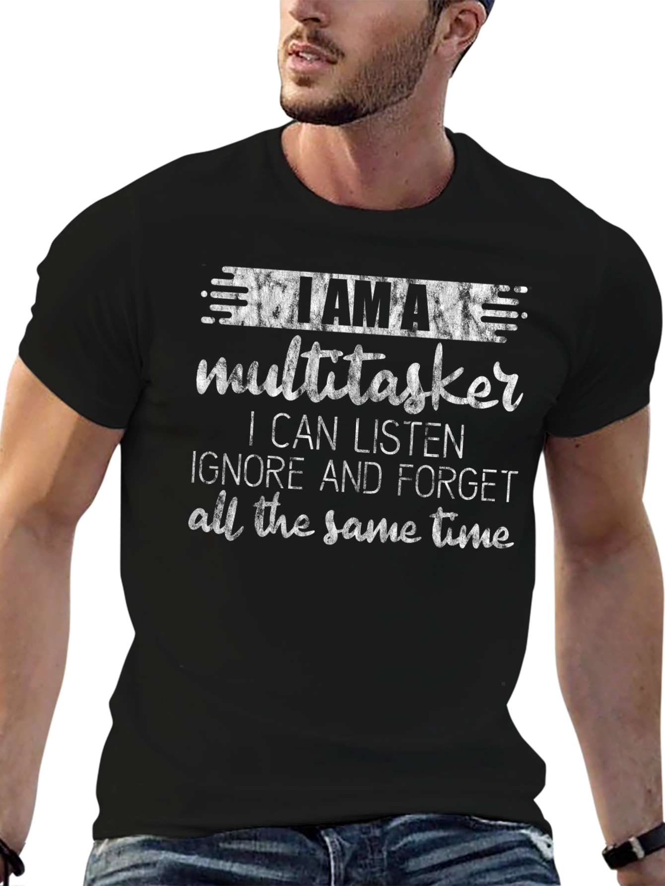 Black Multitasker Funny Graphic Tee view 6