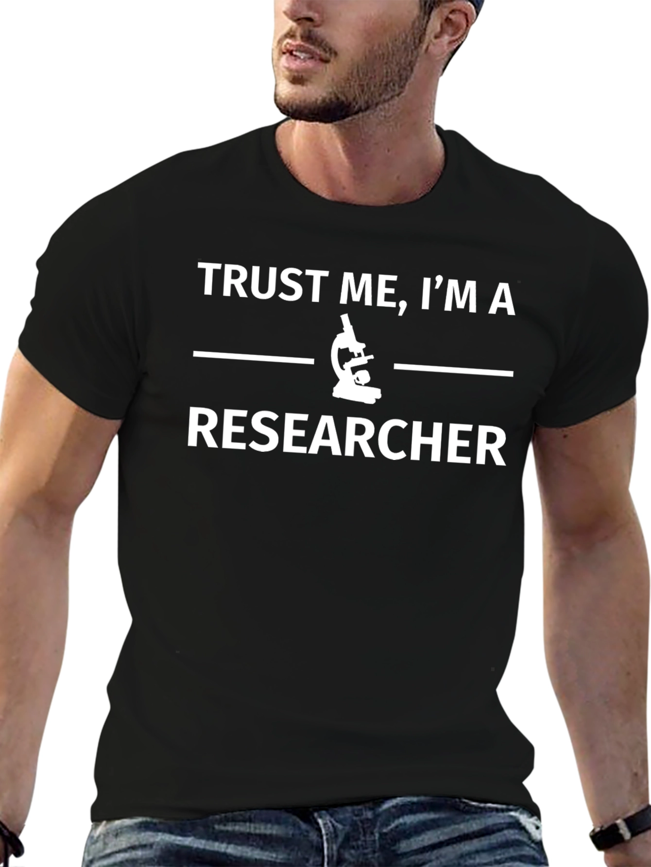 Black Trust Me I'm a Researcher T-Shirt view 6