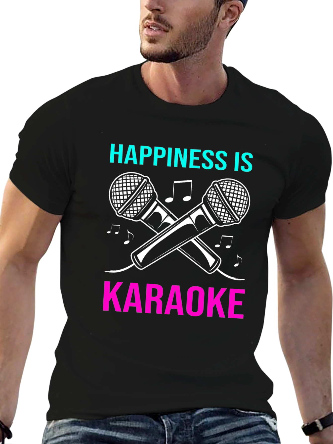 Black Happiness is Karaoke Graphic T-Shirt view 6