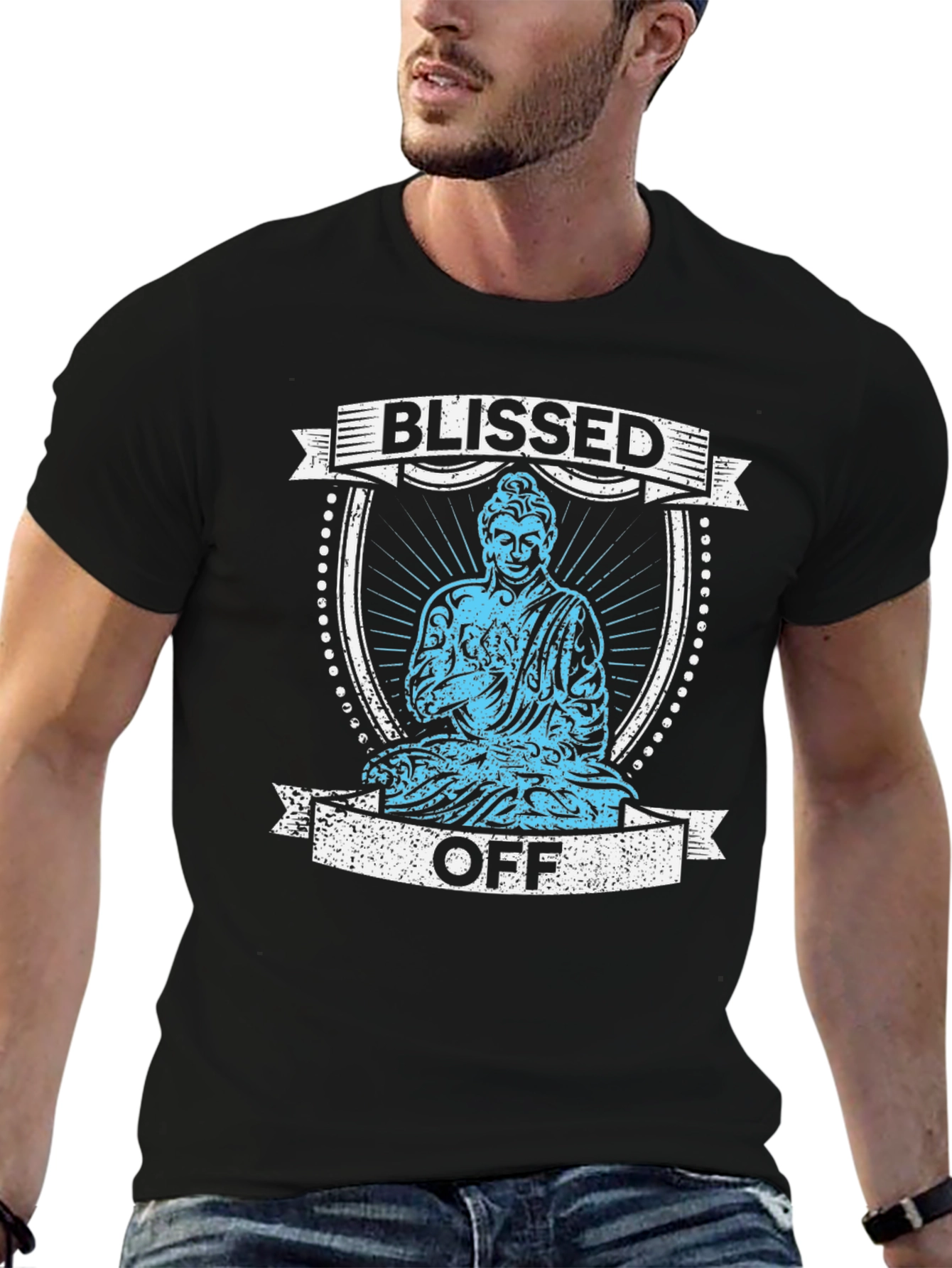 Black Blissed Off Buddha Graphic T-Shirt - Black view 6
