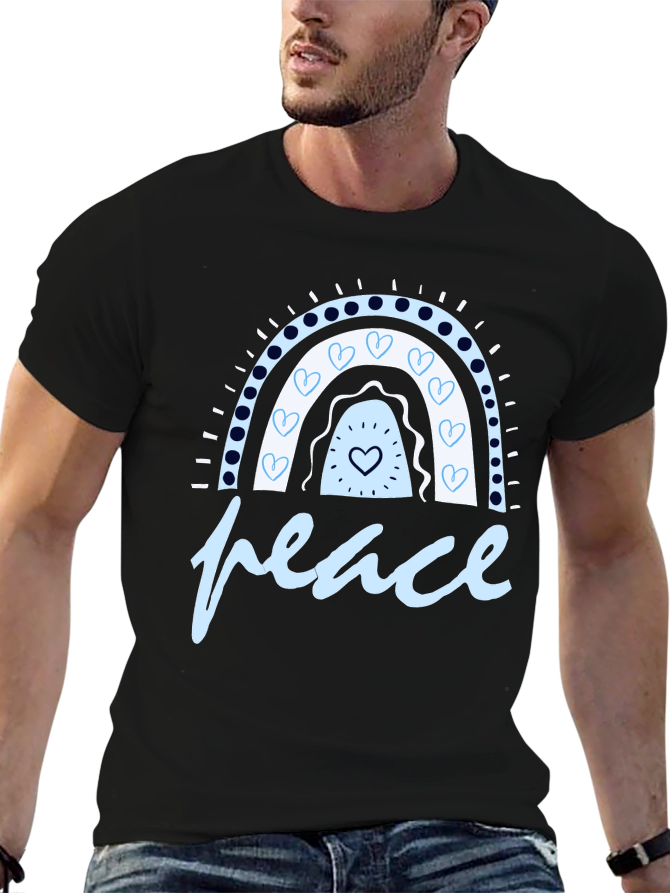 Black Peace Rainbow Graphic Tee - Stylish Comfort view 6