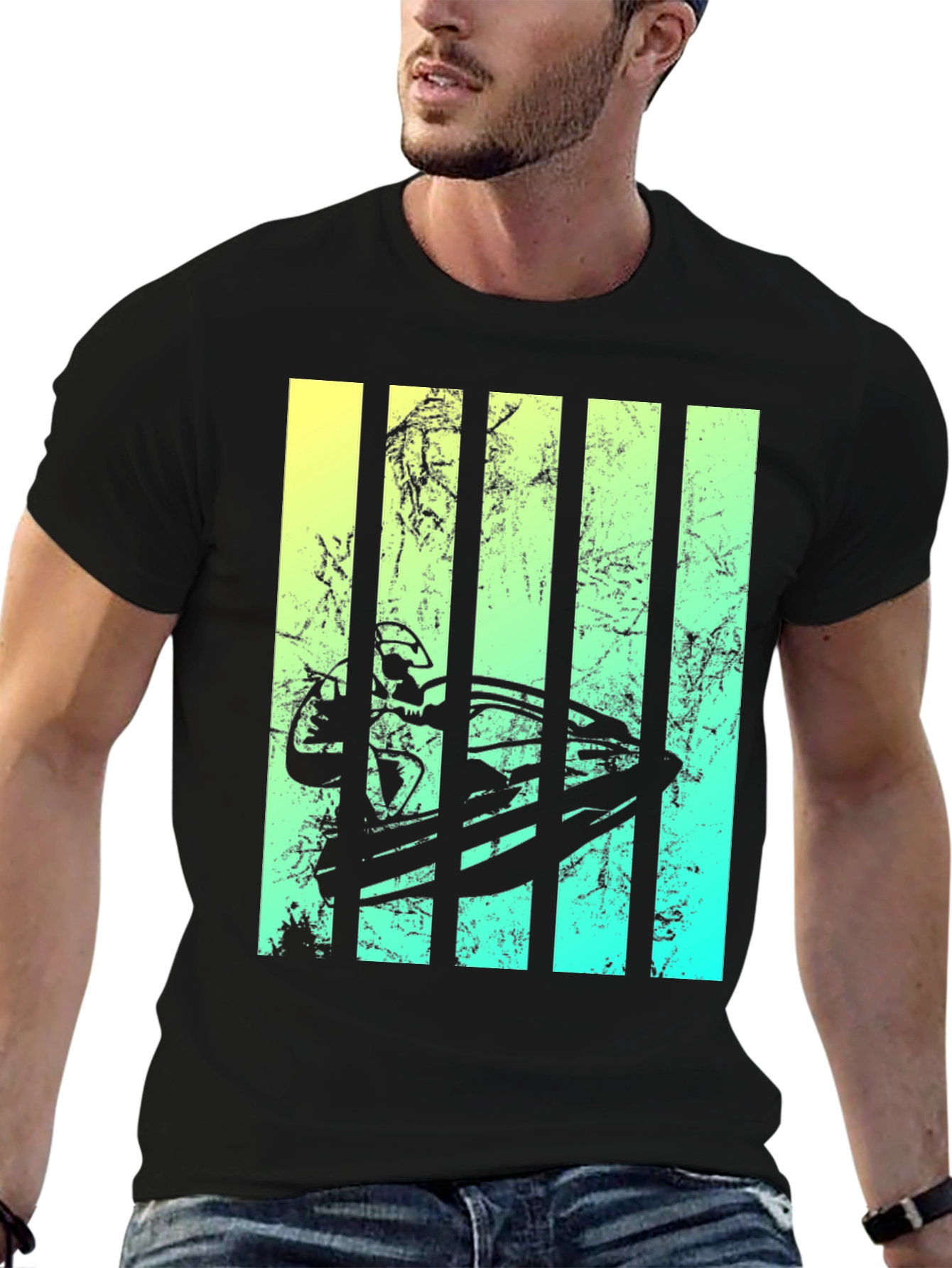 Black Modern Surfboard Graphic Tee view 6