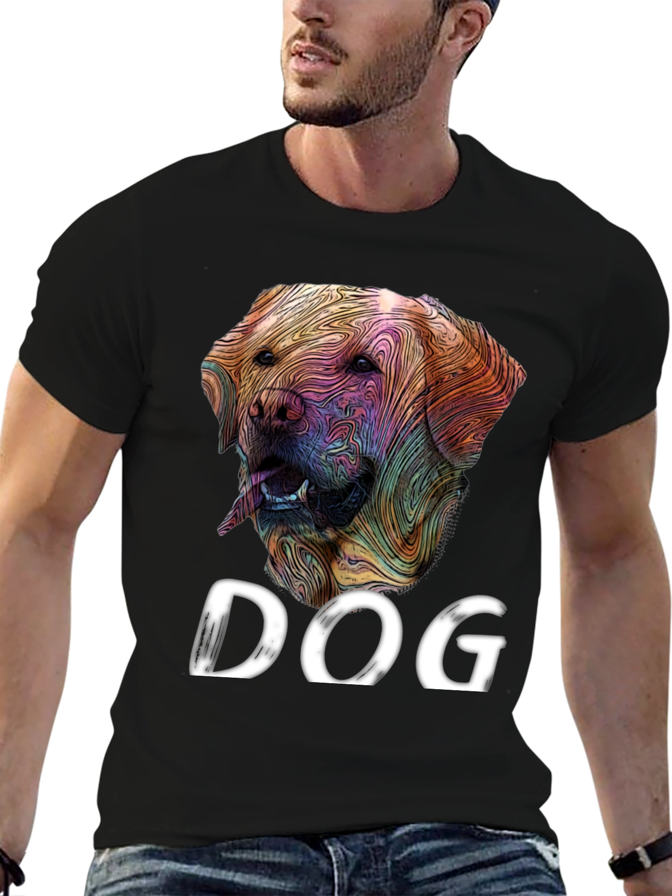 Black Dog Graphic Tee - Artistic Labrador Design view 6