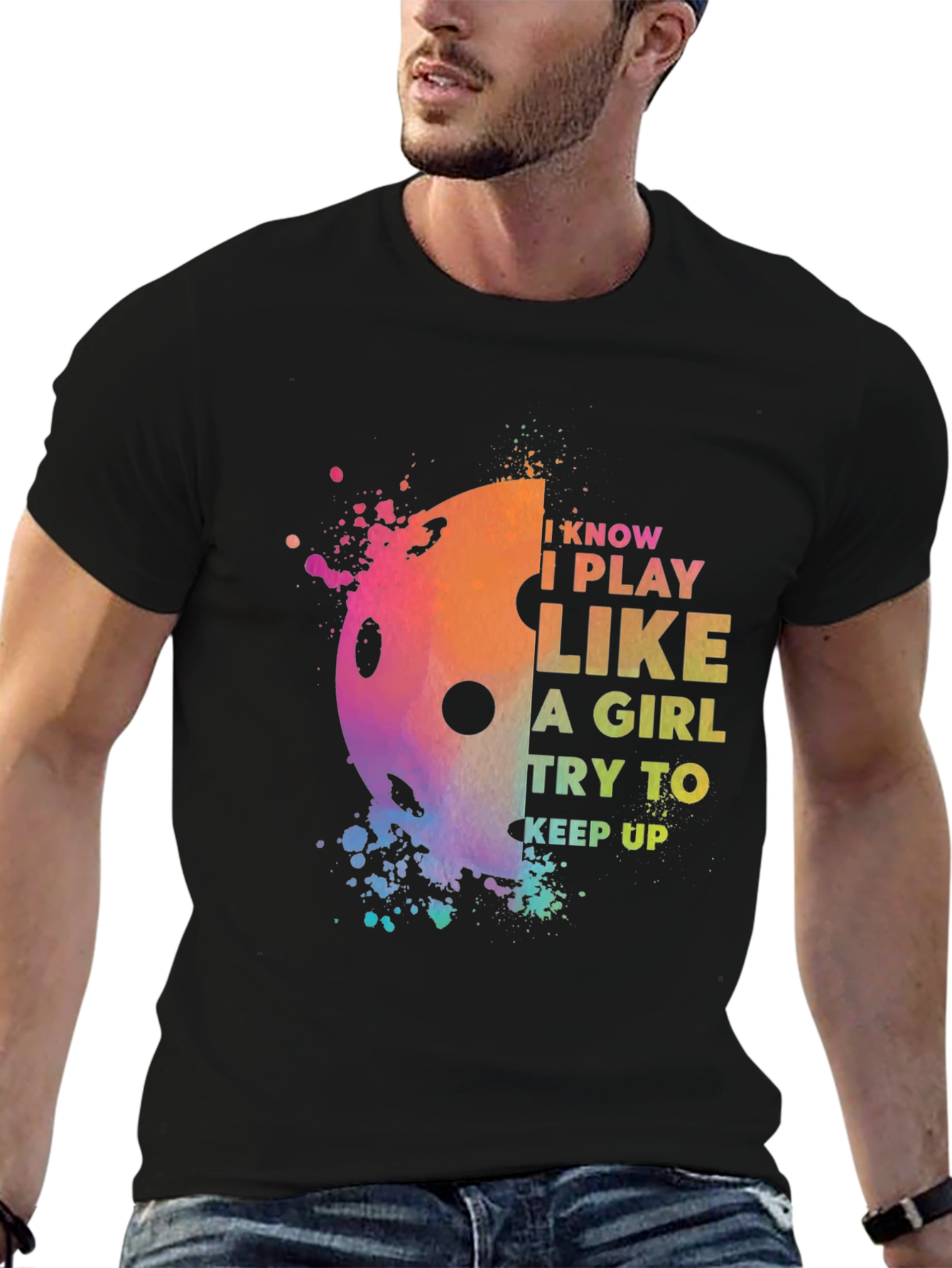 Black Pickleball I Play Like A Girl T-Shirt view 6