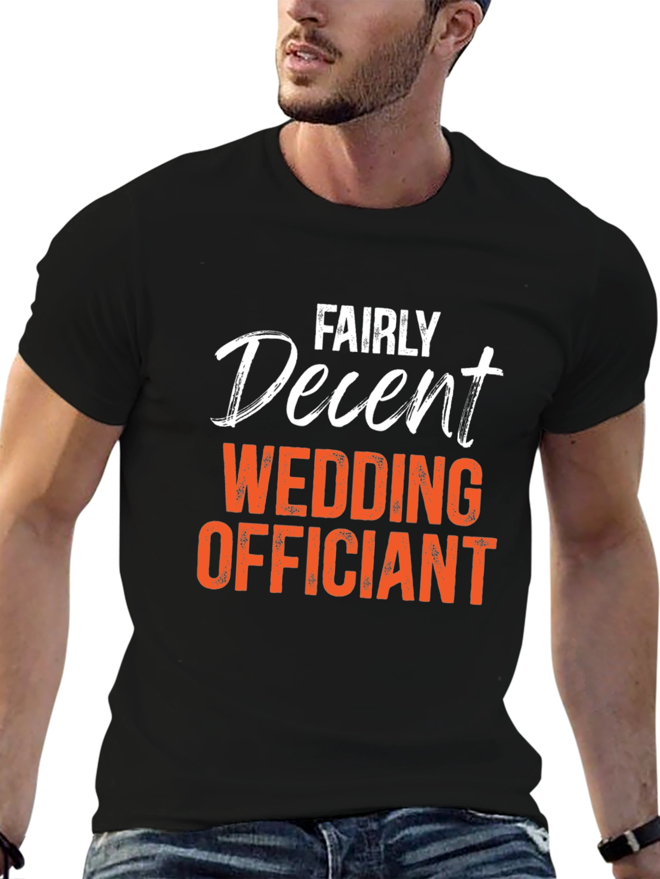 Black Fairly Decent Wedding Officiant T-Shirt view 6