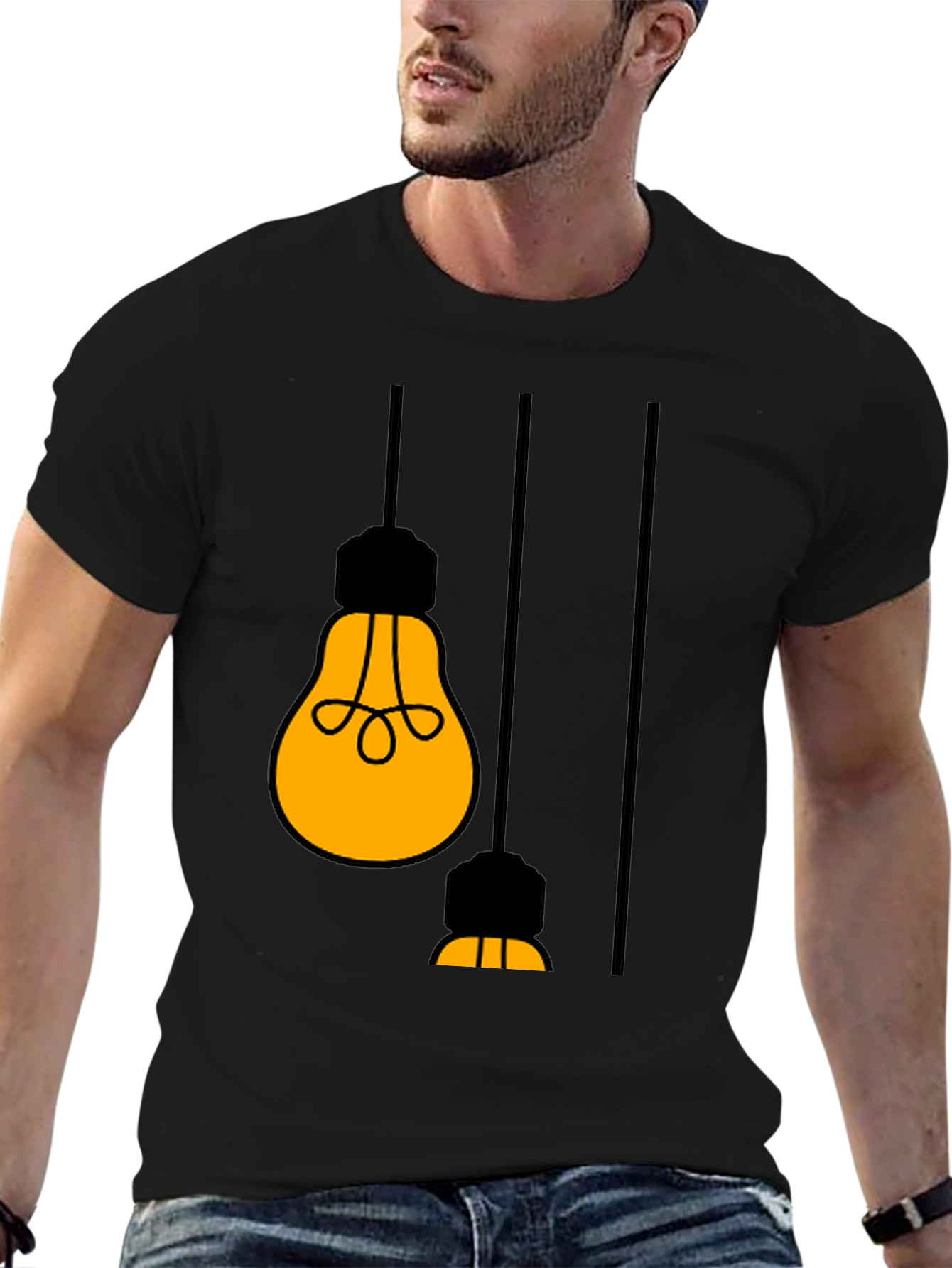 Black Illuminating Light Bulb Graphic Tee view 6