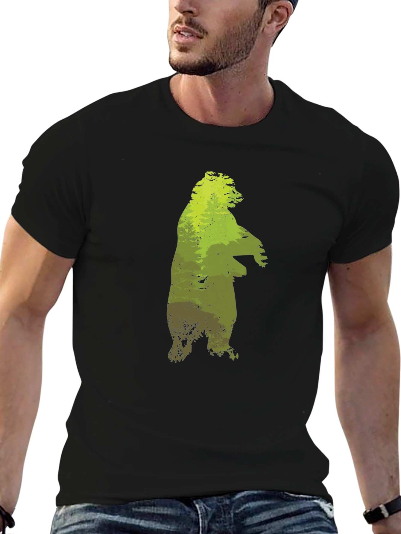 Black Nature Bear Graphic T-Shirt view 6