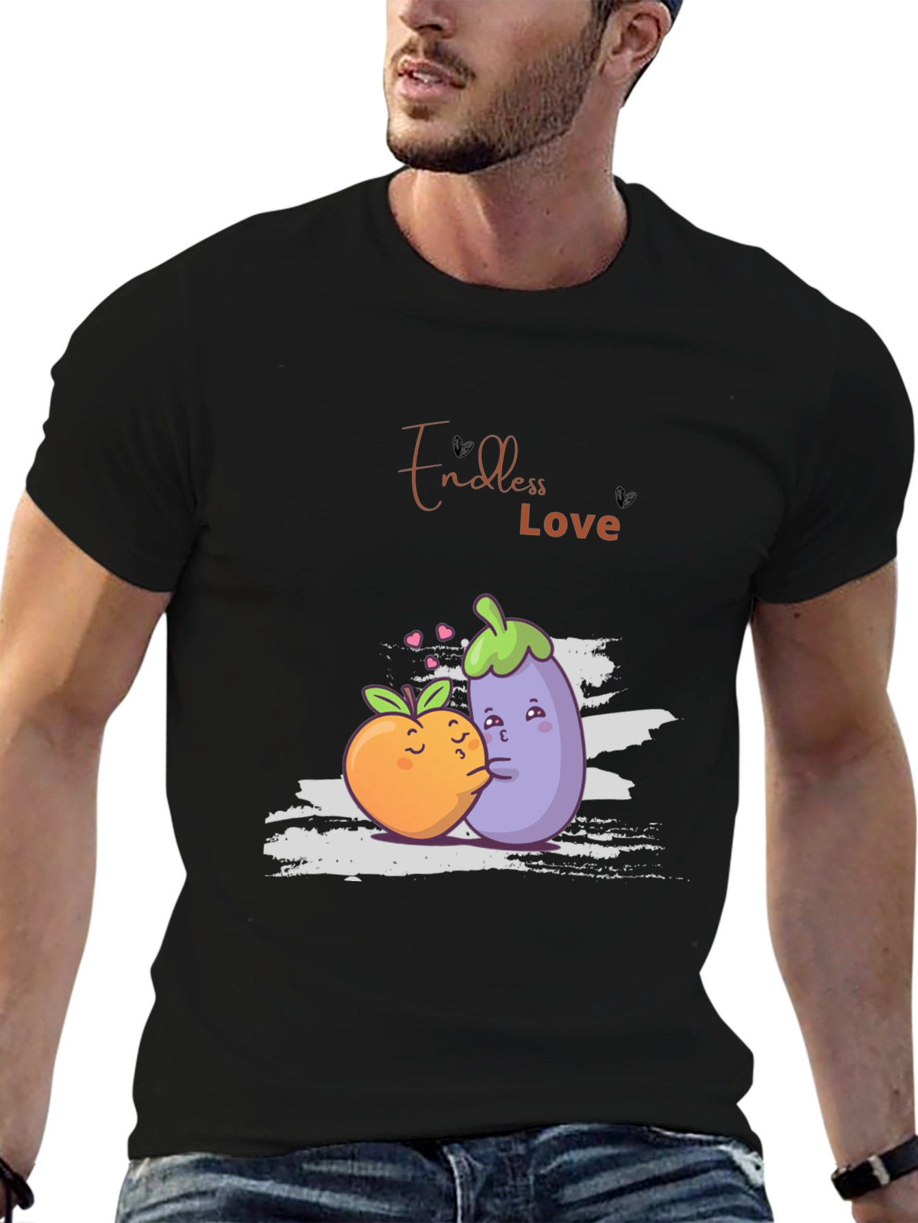 Black Endless Love Black Graphic T-Shirt view 6