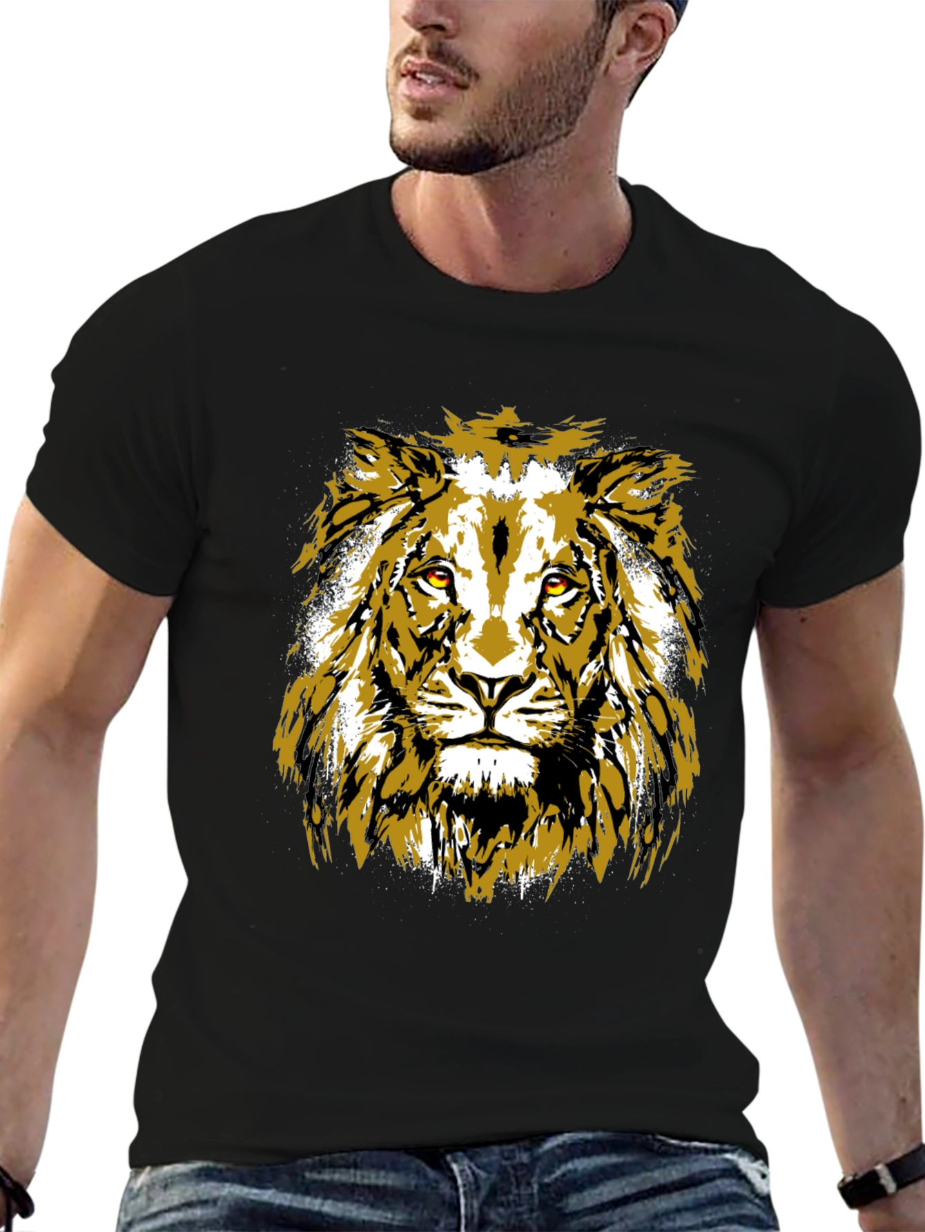 Black Lion Graphic Black T-Shirt view 6