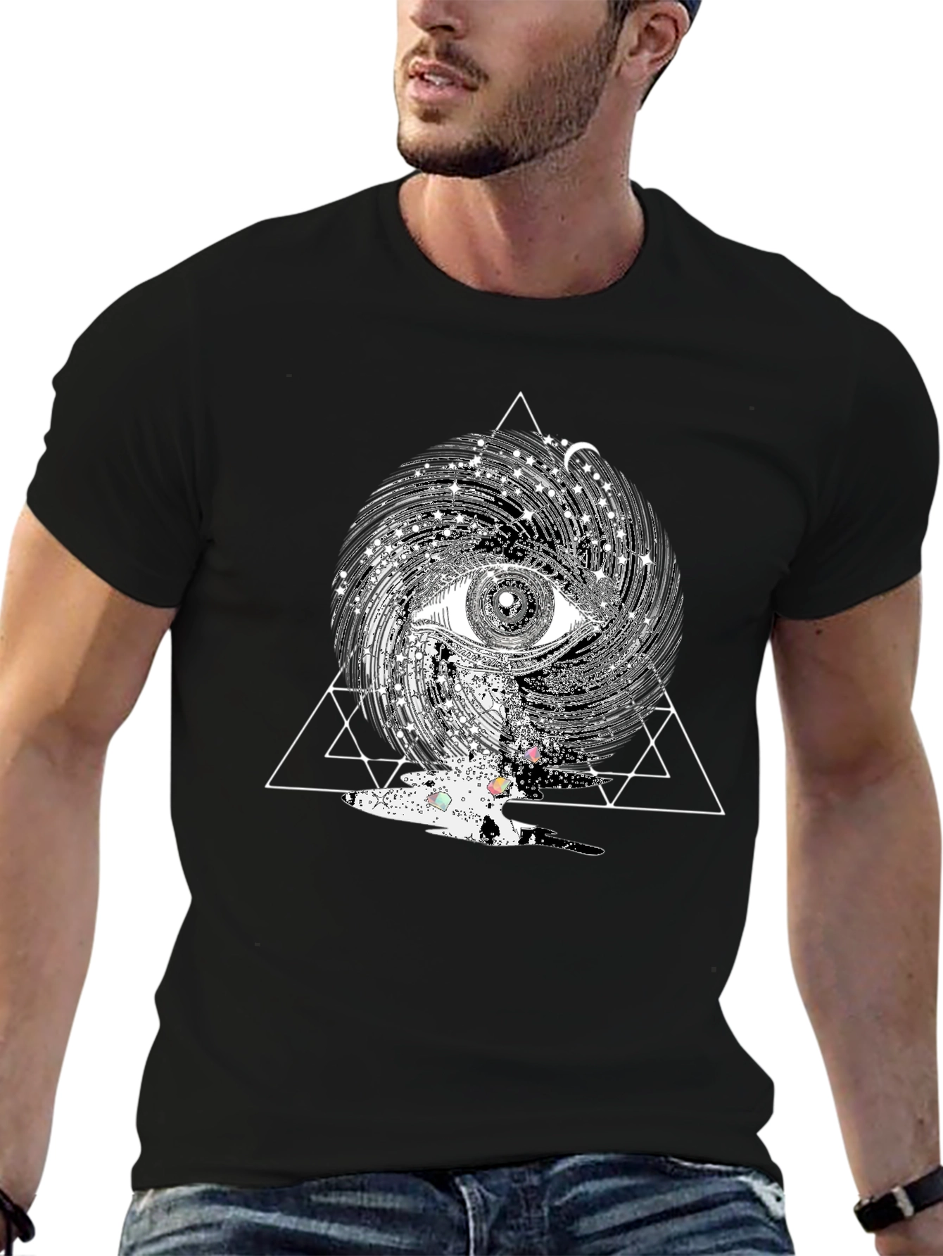 Black Mystic Eye Graphic Tee - Black view 6