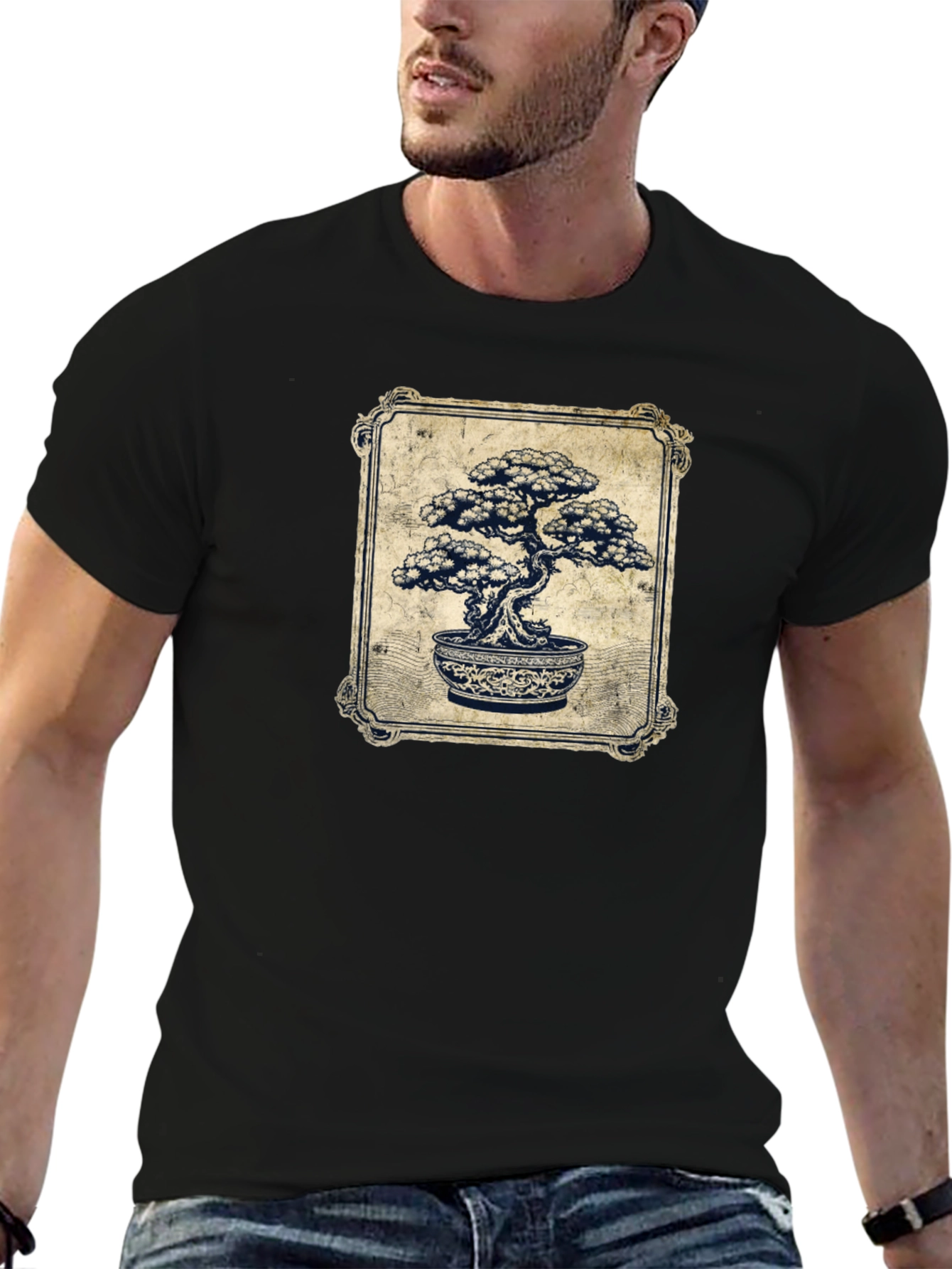 Black Bonsai Tree Graphic T-Shirt - Unique Artistic Design view 6