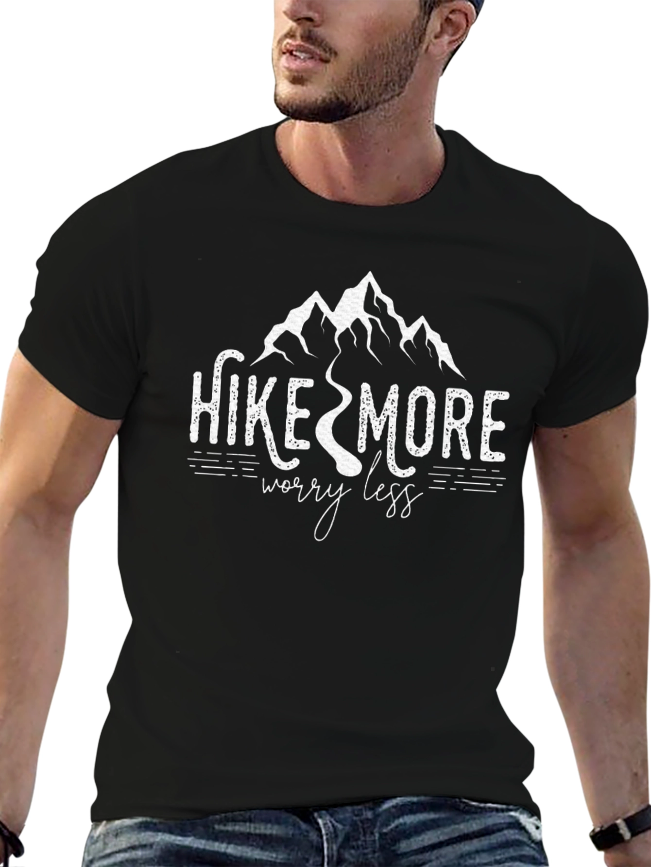 Black Hike More Worry Less Graphic Tee view 6