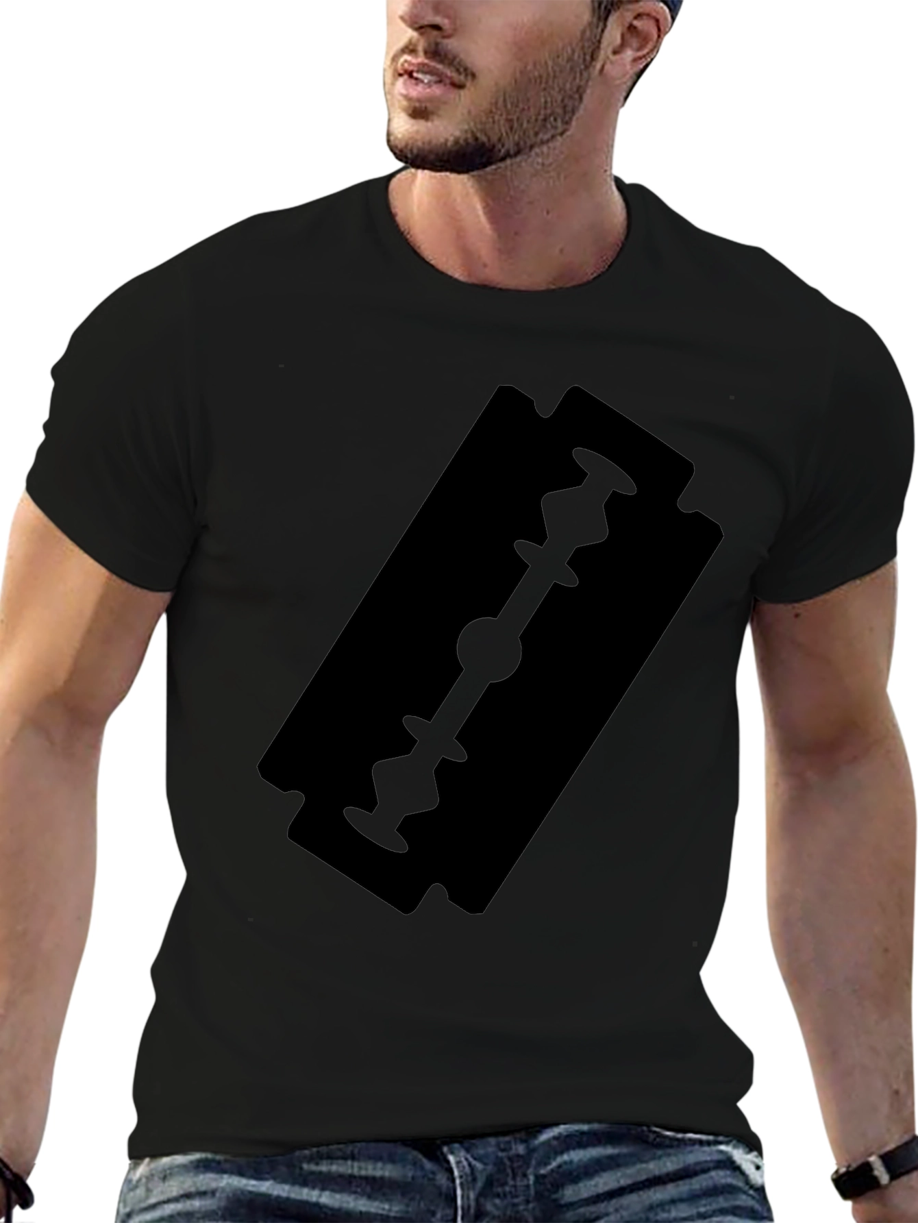 Black Black T-Shirt with Razor Blade Graphic view 6