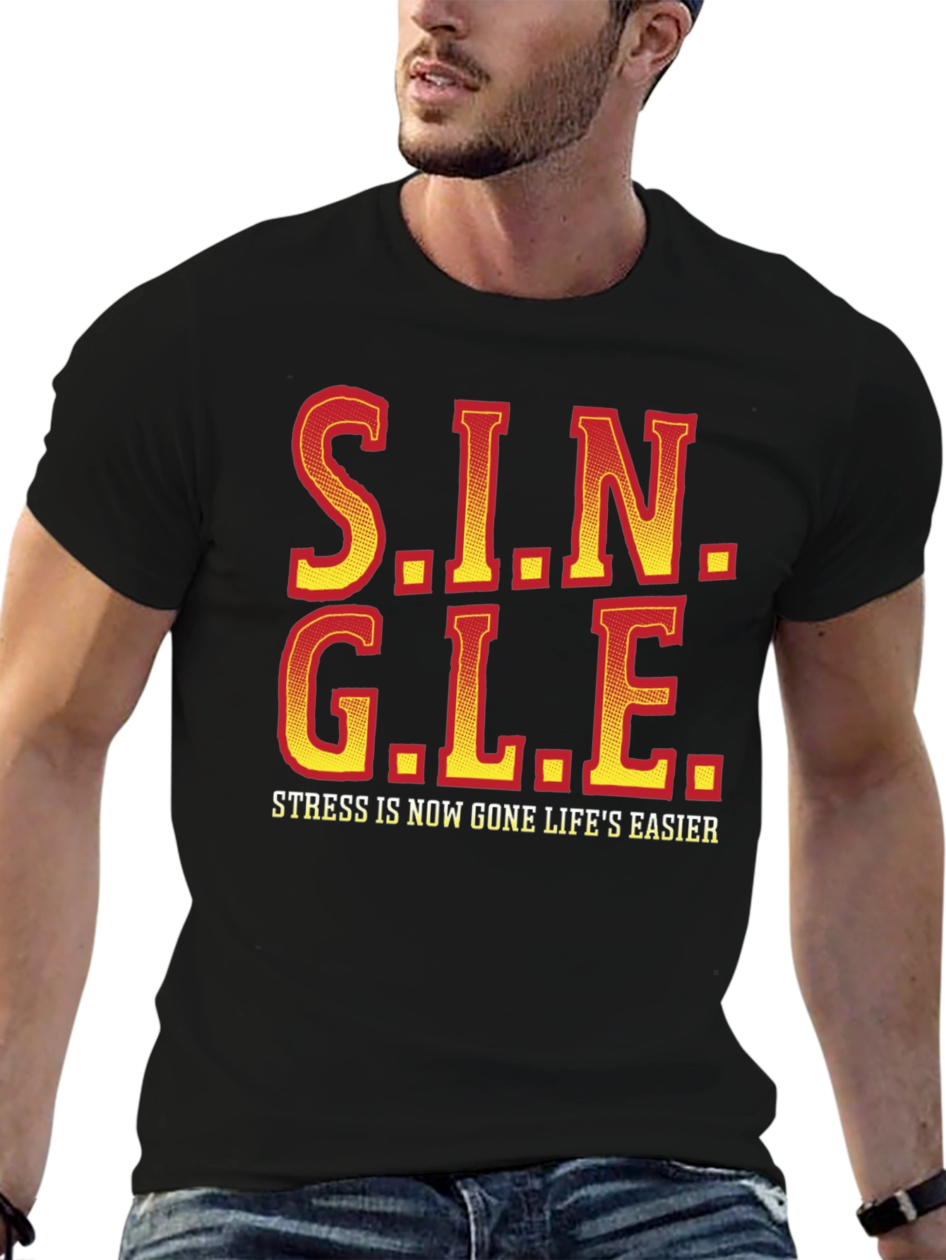 Black Single Graphic Tee - Stress Free Lifestyle Shirt view 6