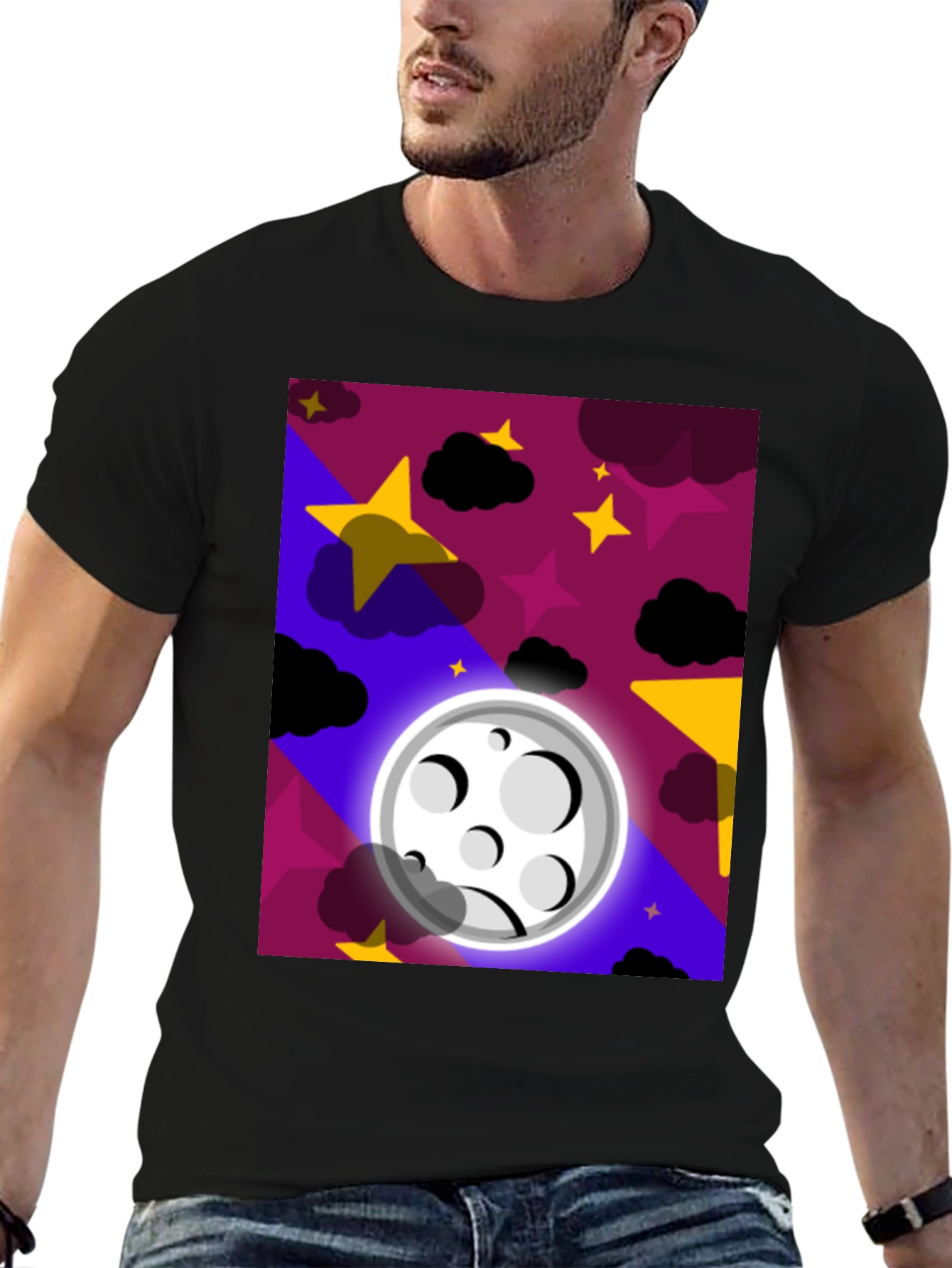 Black Celestial Dreams T-Shirt - Starry Night Moon Design view 6