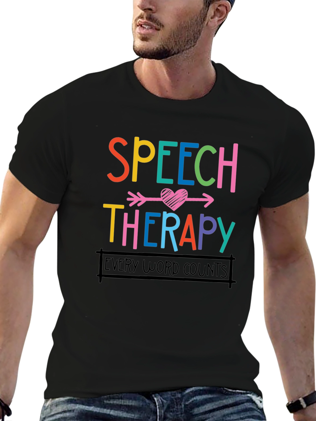 Black Speech Therapy Shirt - Every Word Counts view 6