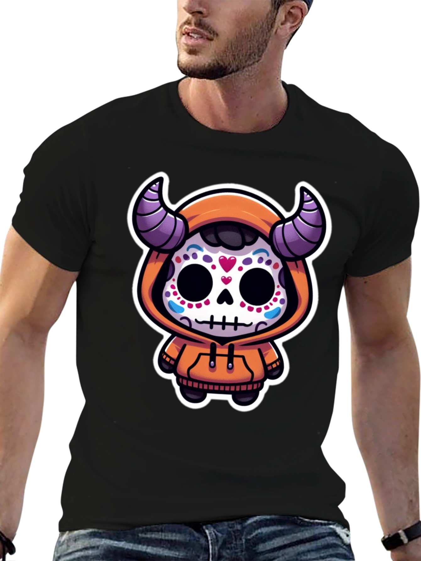 Black Sugar Skull Devil Kid's Graphic Tee view 6