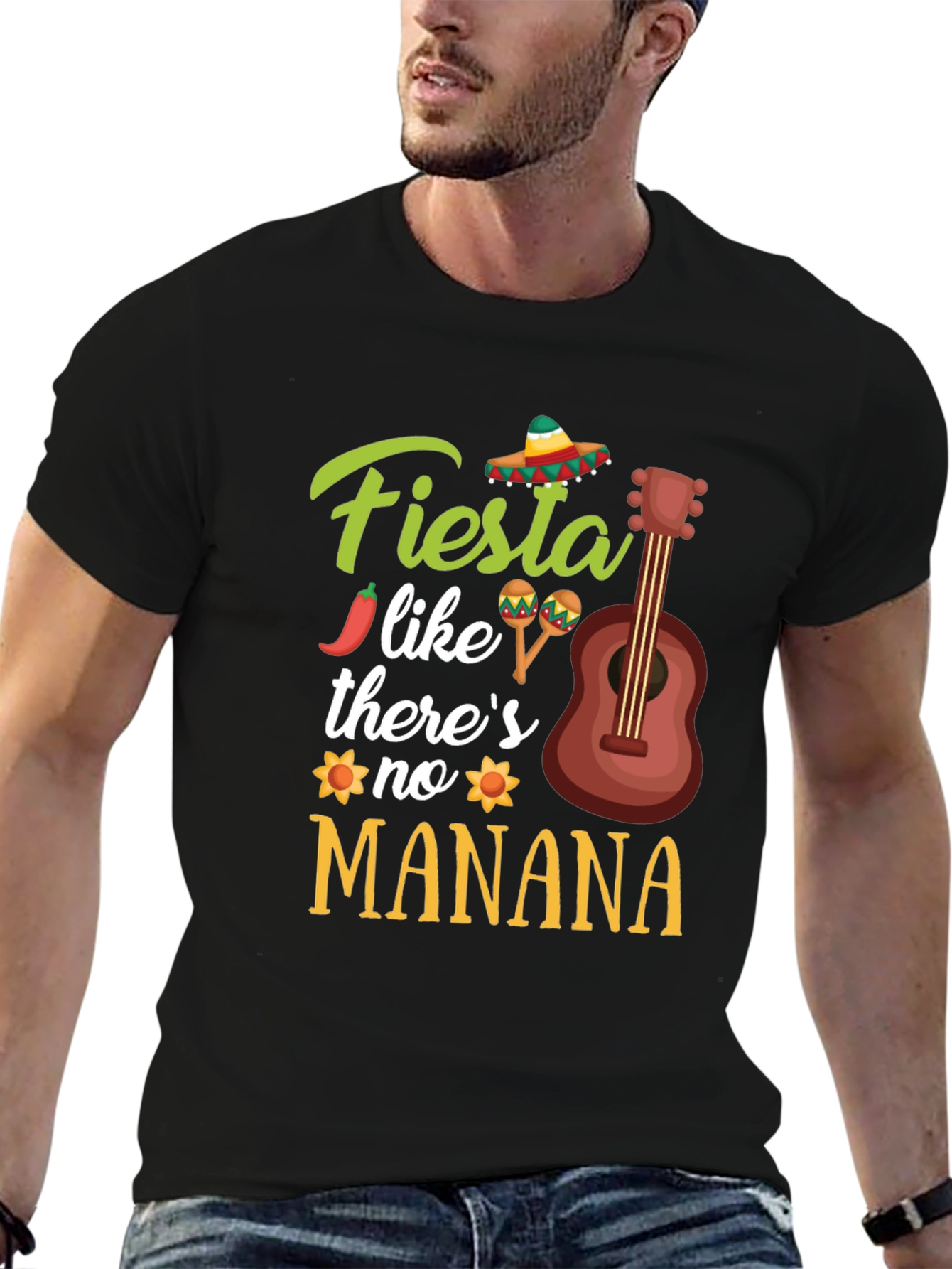 Black Fiesta Like There's No Manana T-Shirt view 6