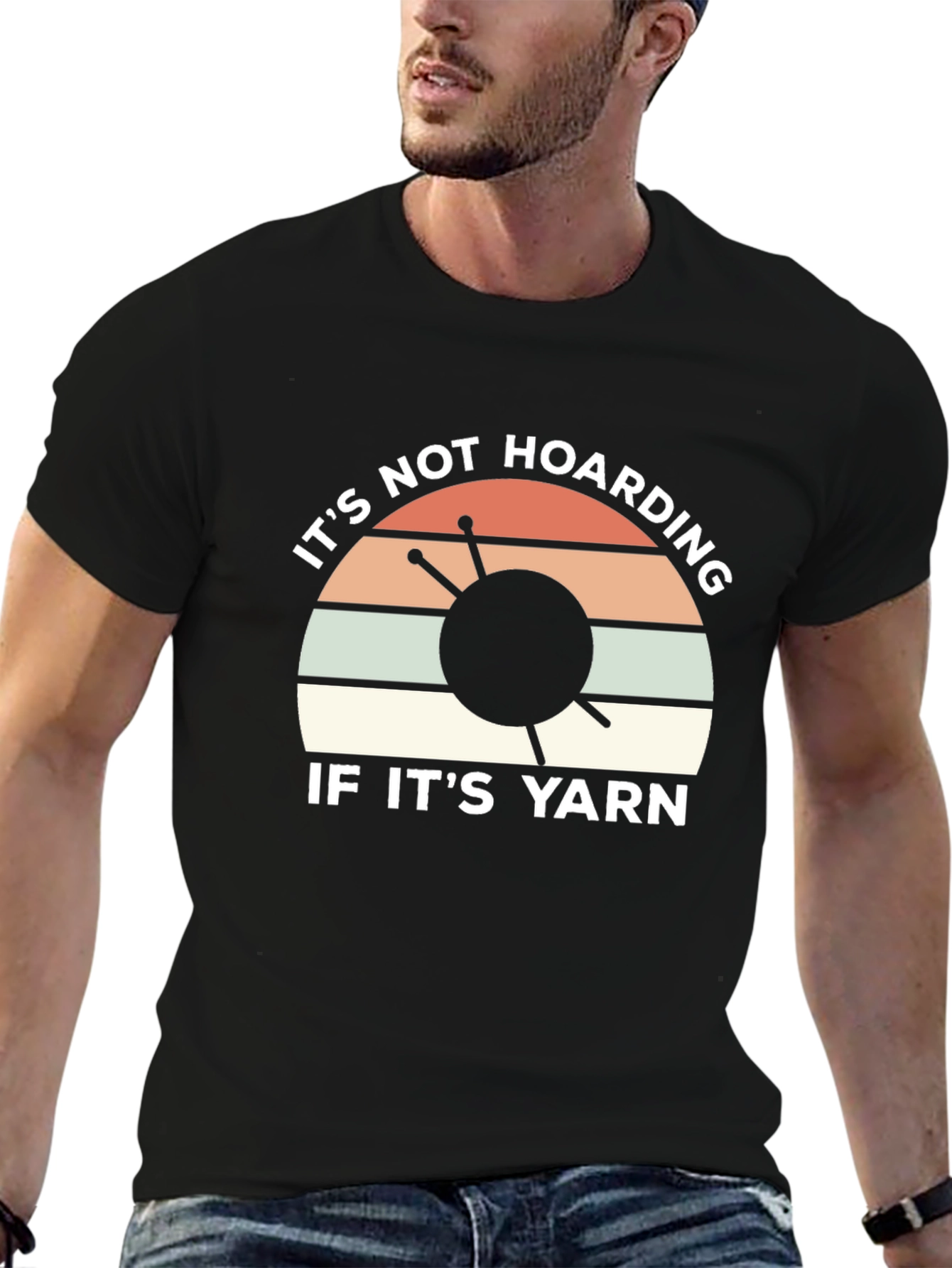 Black It's Not Hoarding If It's Yarn T-Shirt view 6