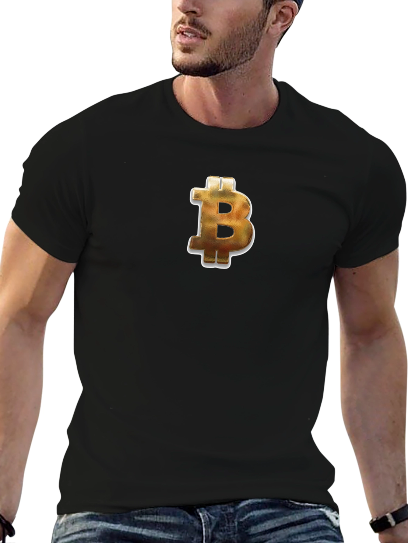 Black Bitcoin Logo Black T-Shirt - Crypto Enthusiast Tee view 6