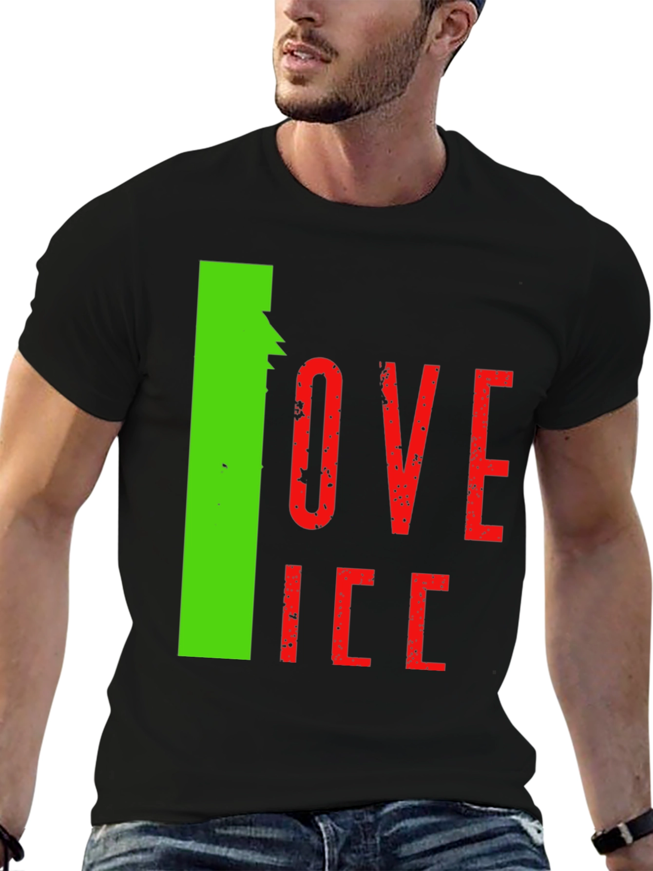 Black I Love Ice Novelty Graphic T-Shirt view 6