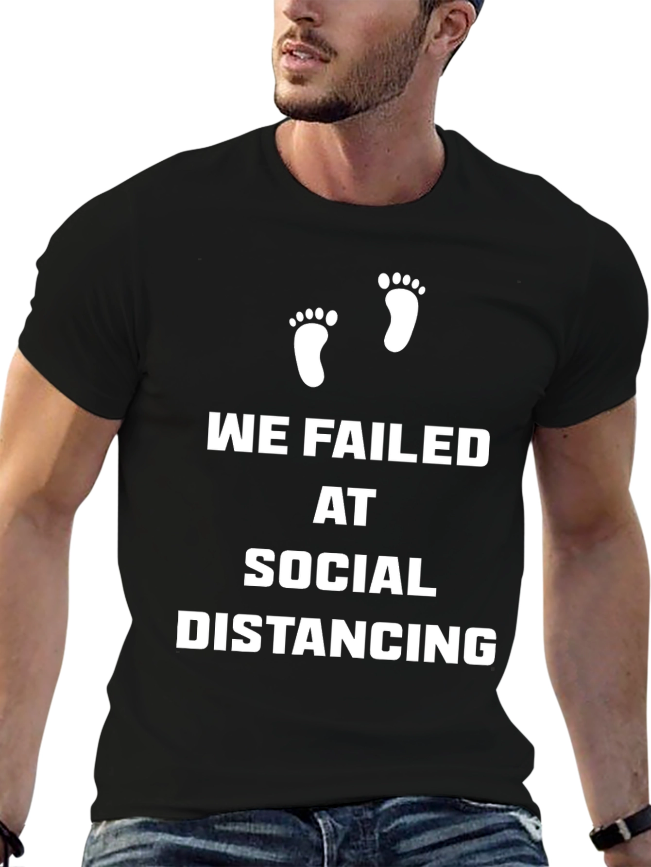 Black Funny Social Distancing Pregnancy T-Shirt view 6