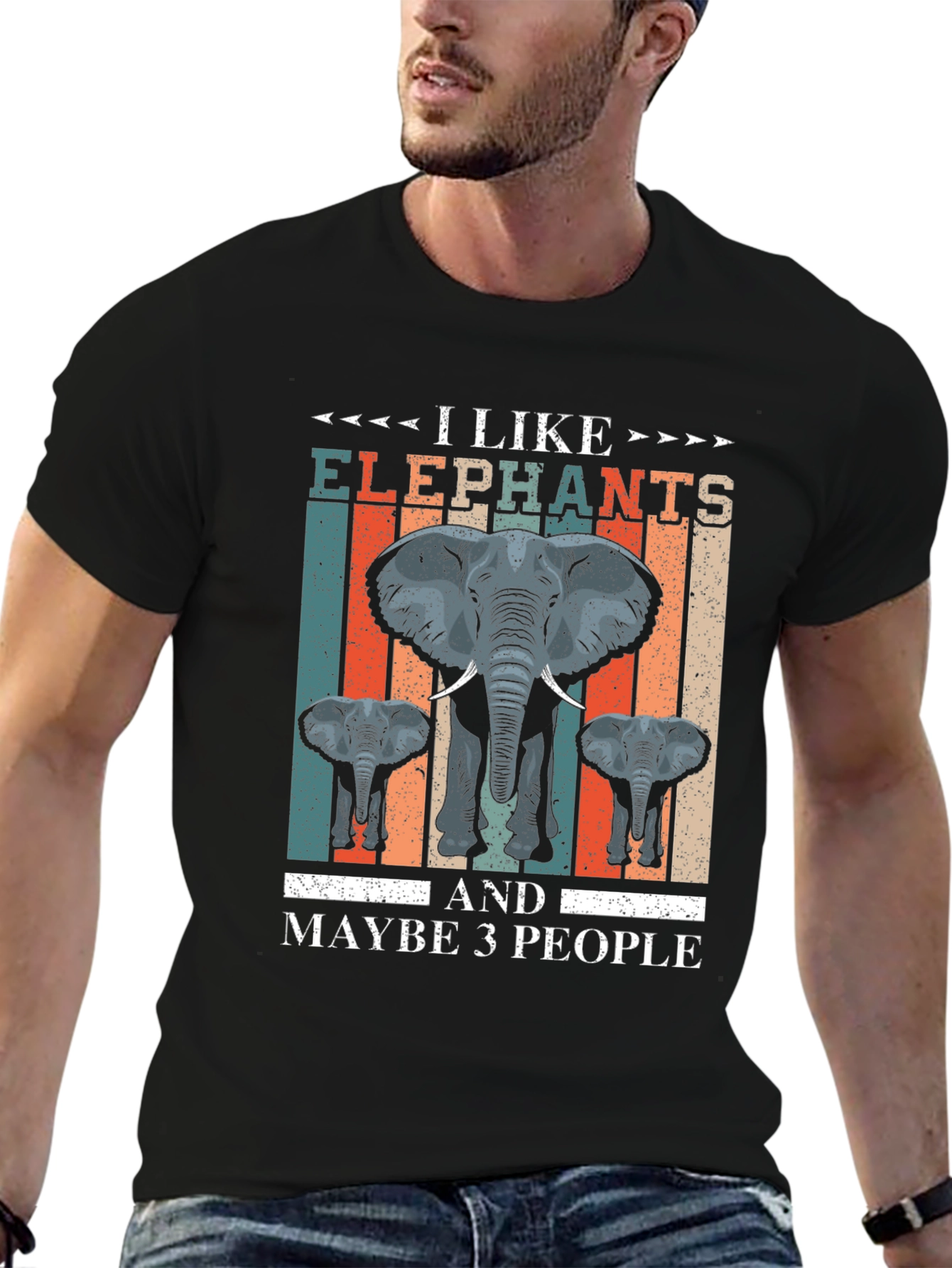 Black I Like Elephants T-Shirt - Funny Animal Lover Tee view 6