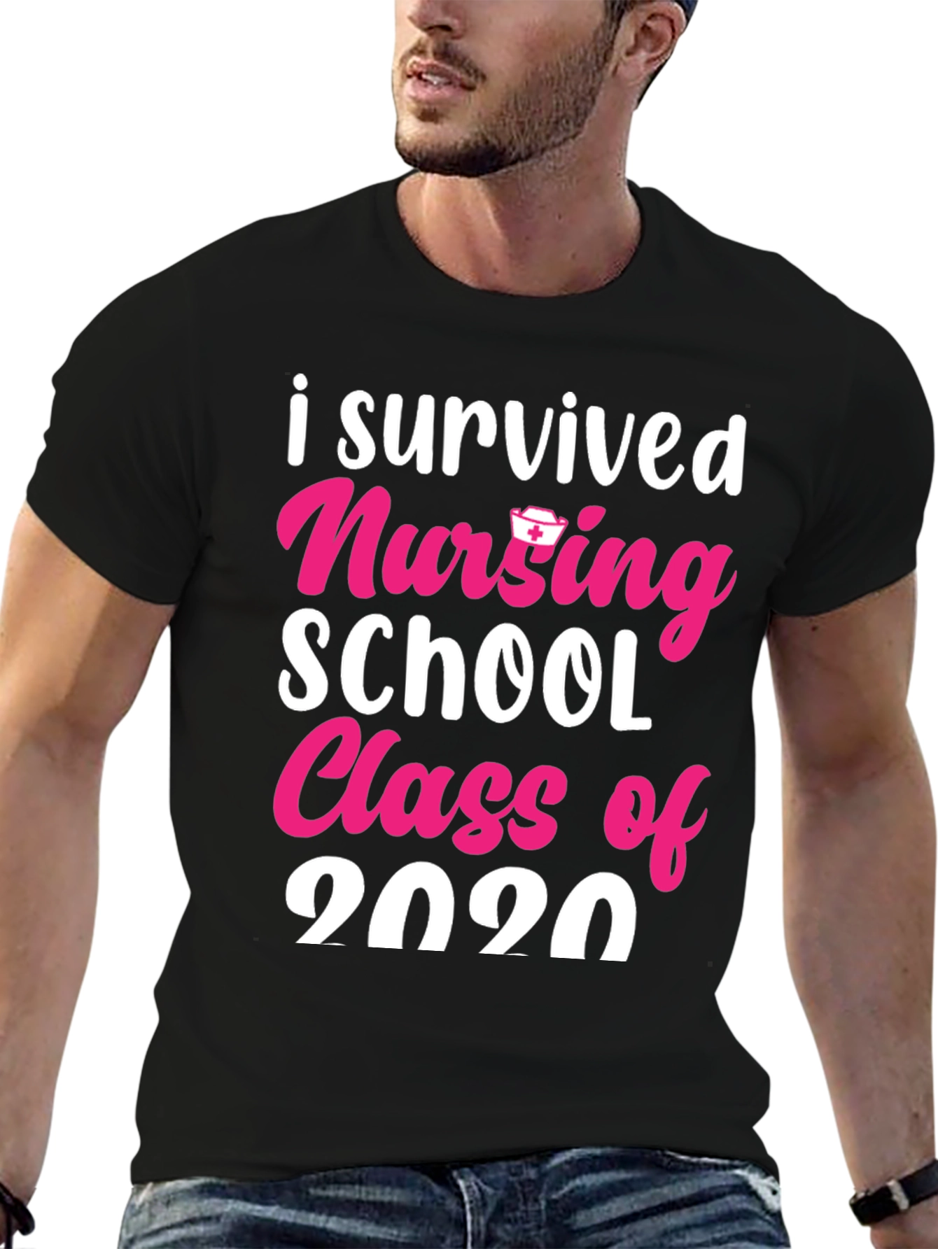 Black I Survived Nursing School Class of 2020 T-Shirt view 6