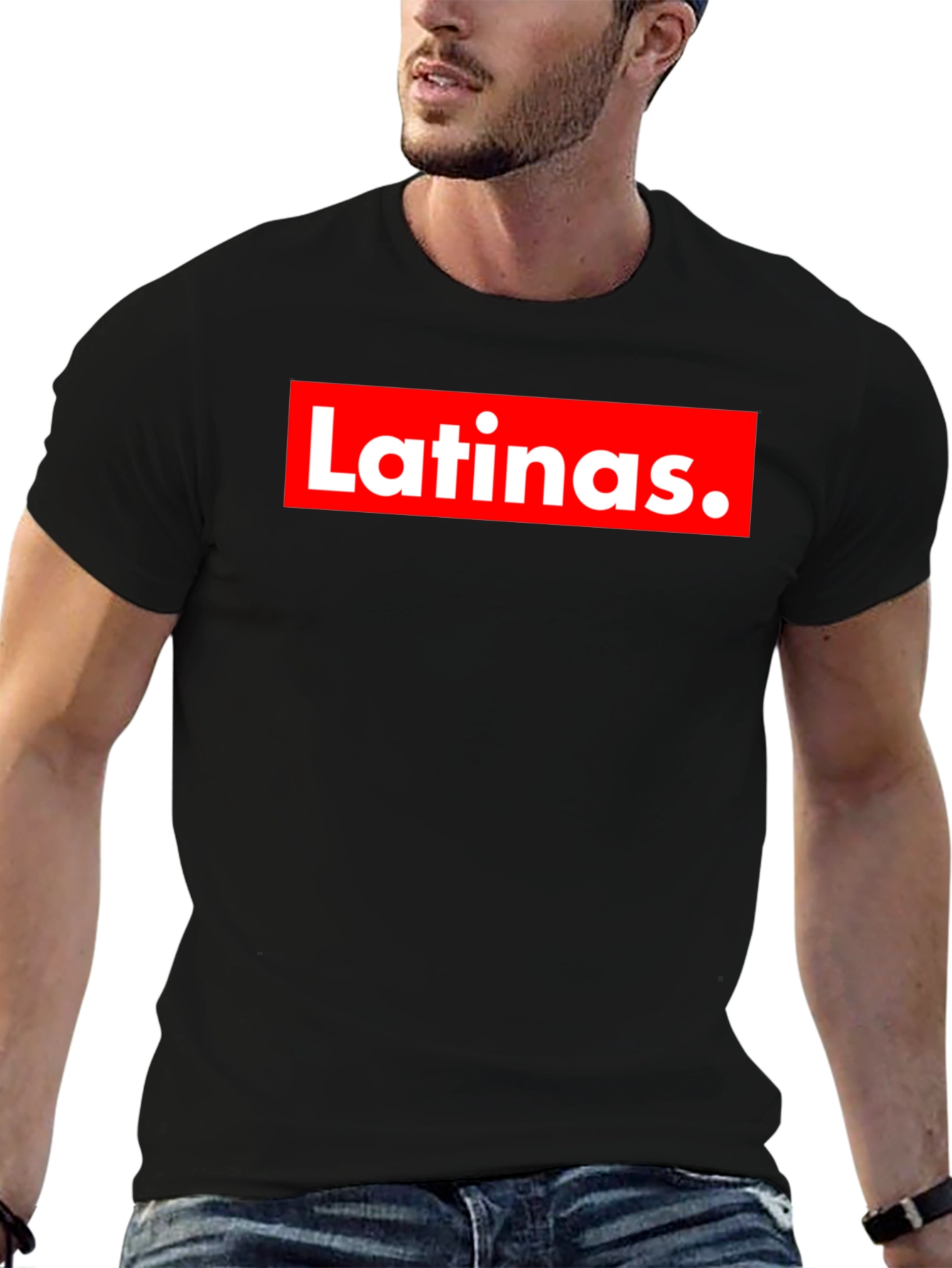 Black Latinas Graphic Tee - Red Box Logo - Trendy Fashion Shirt view 6