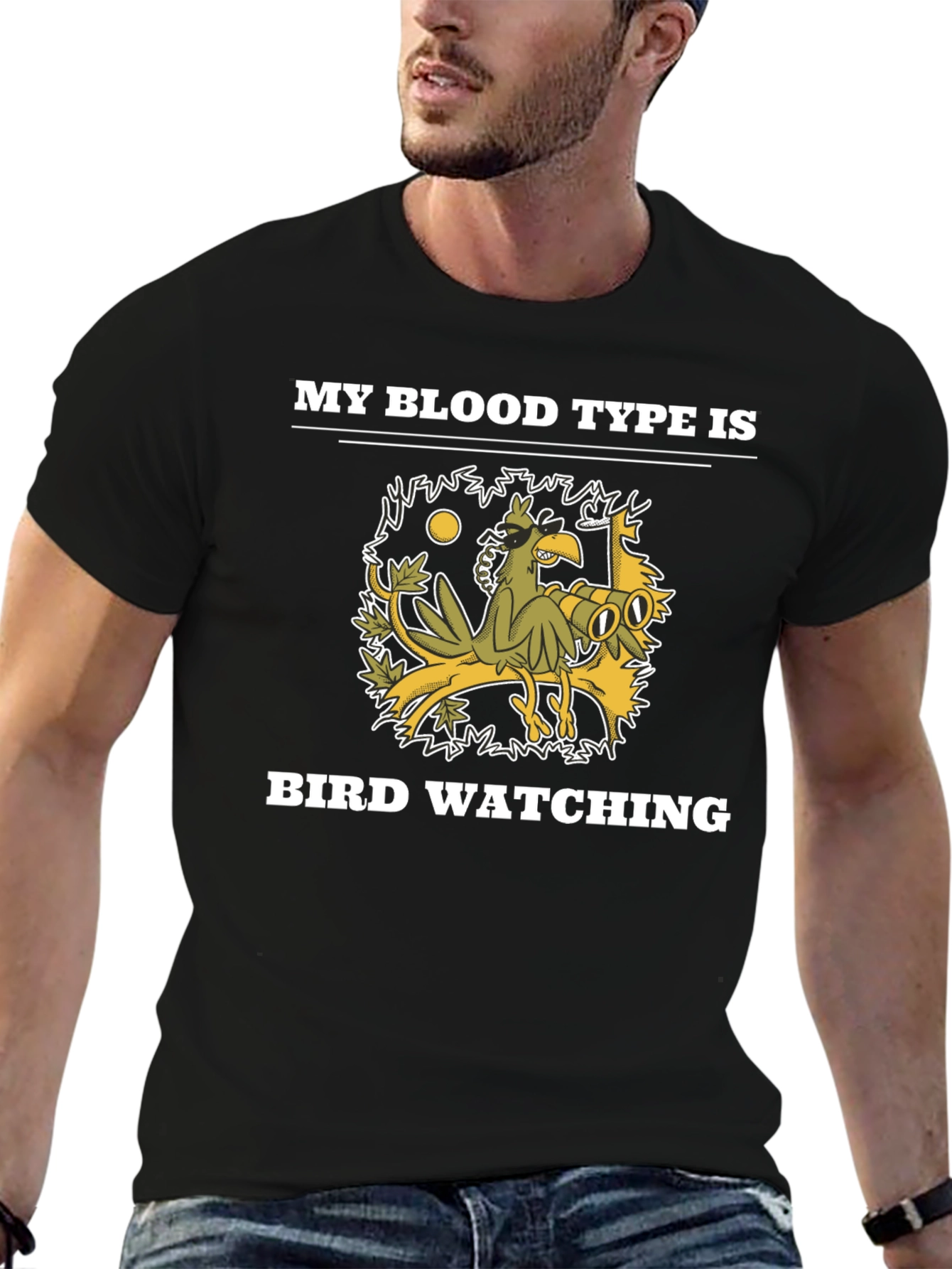 Black Bird Watching Blood Type Graphic T-Shirt view 6