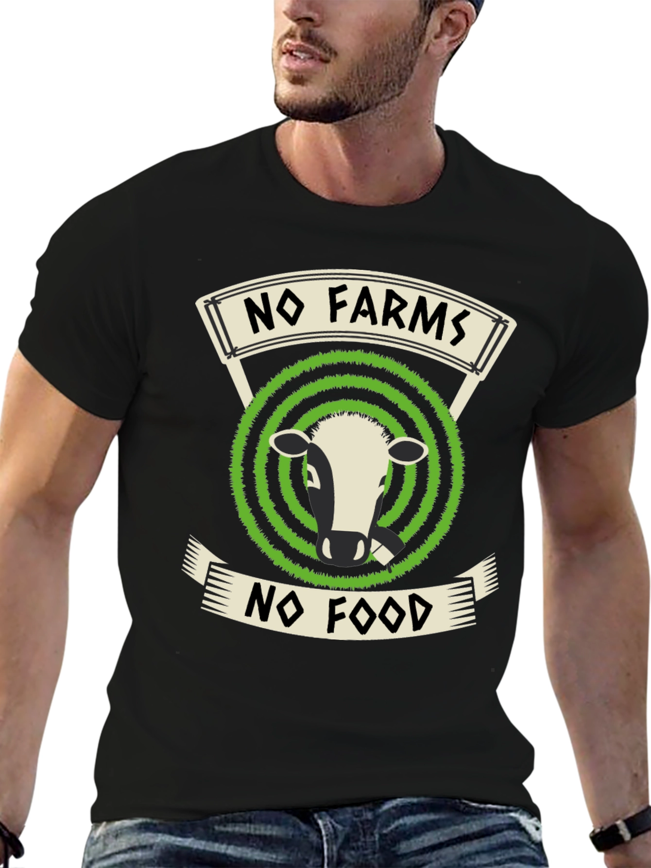 Black No Farms No Food Graphic Tee view 6