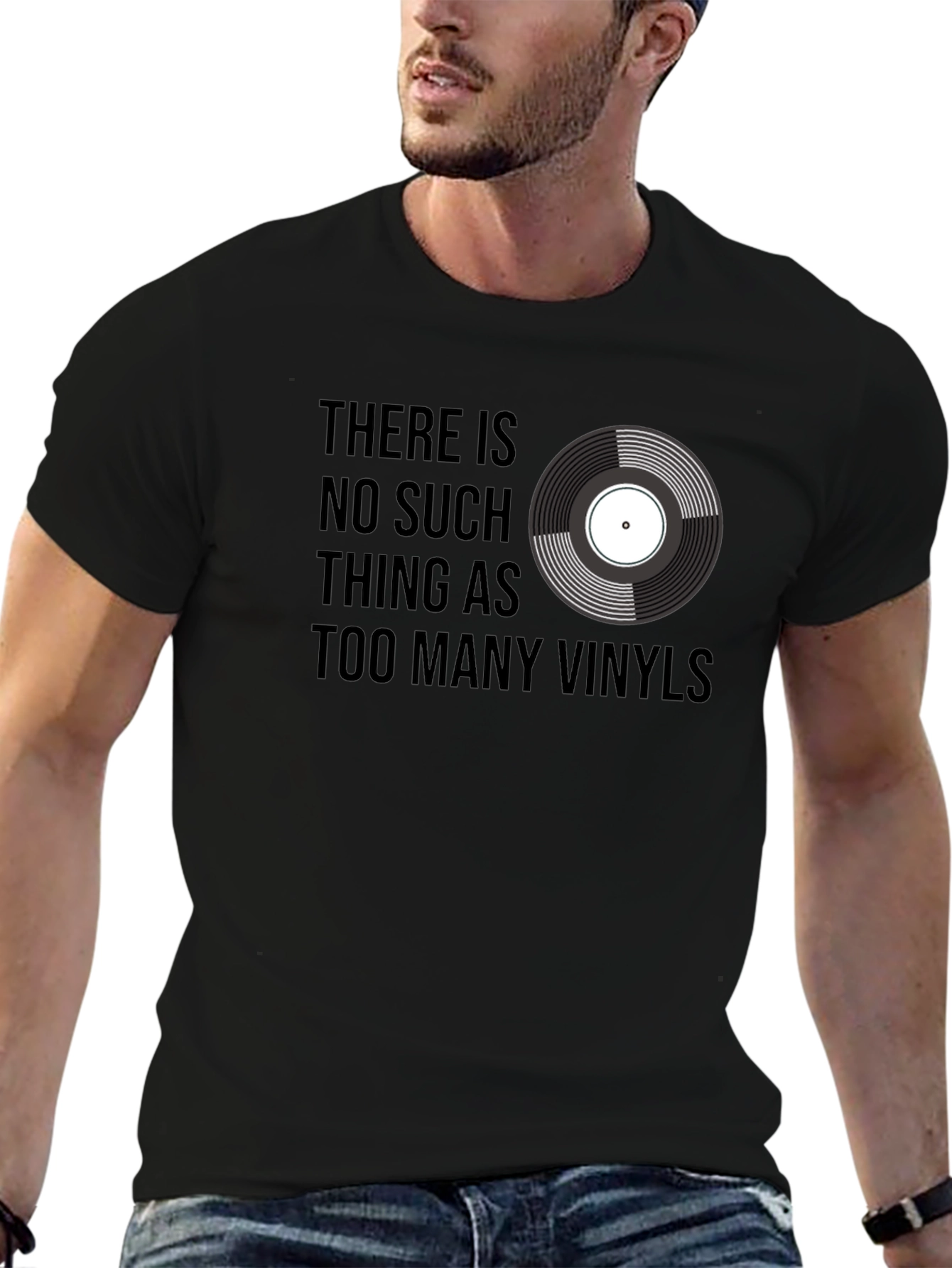 Black Vinyl Record T-Shirt - Music Lover Tee view 6