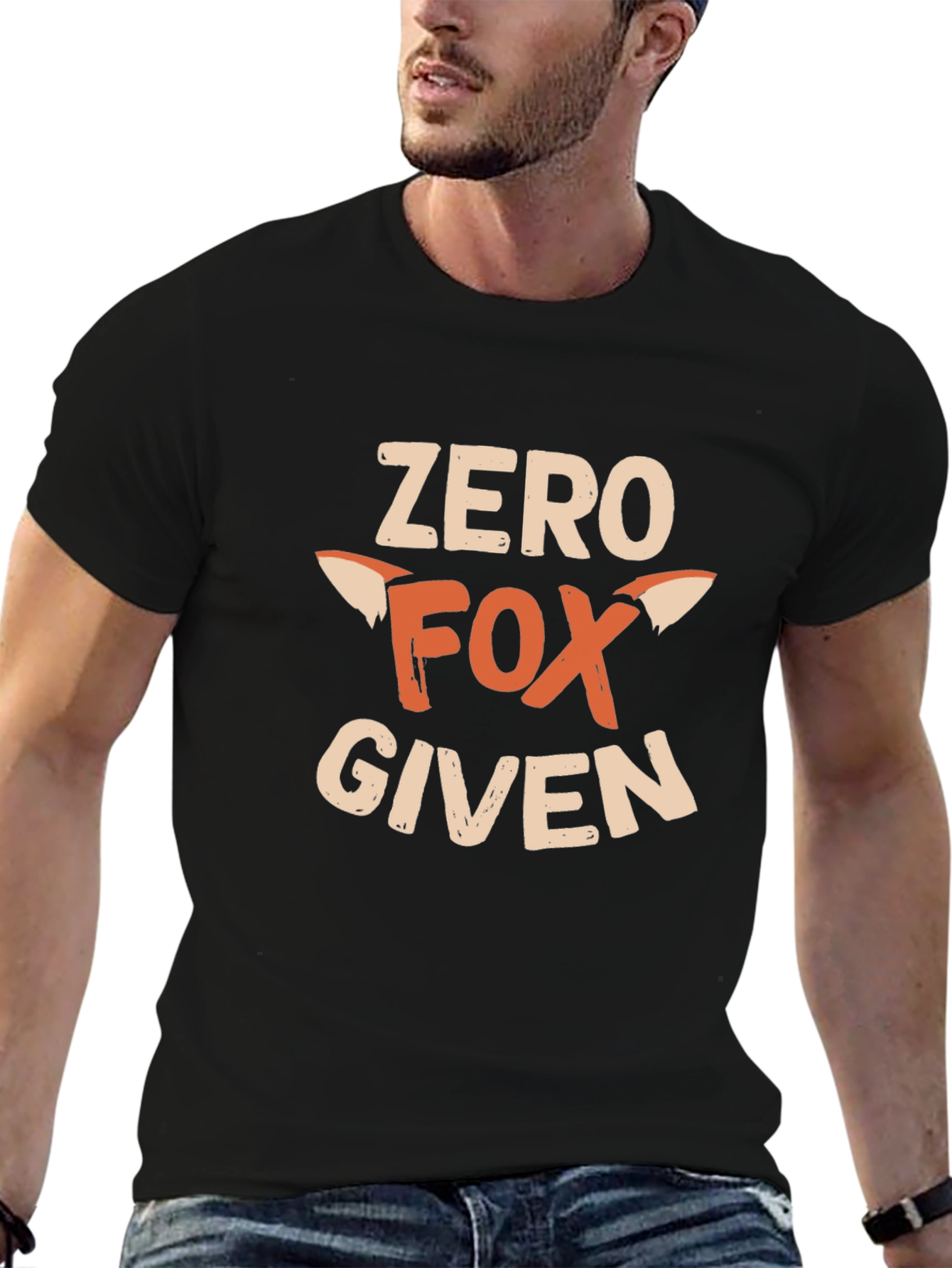 Black Zero Fox Given Graphic T-Shirt -  Funny Animal Tee view 6