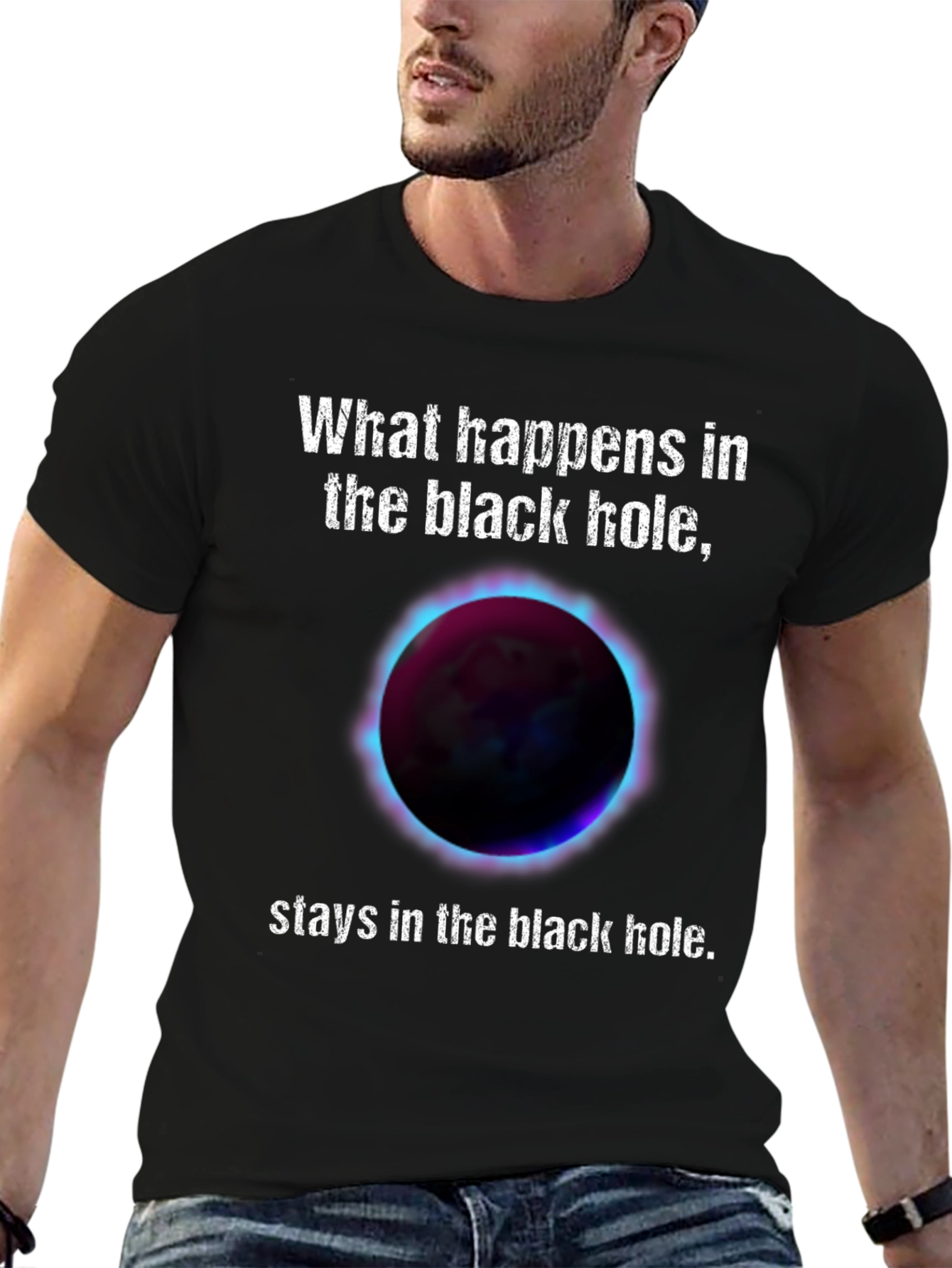 Black Black Hole Graphic T-Shirt - Space Humor Tee view 6