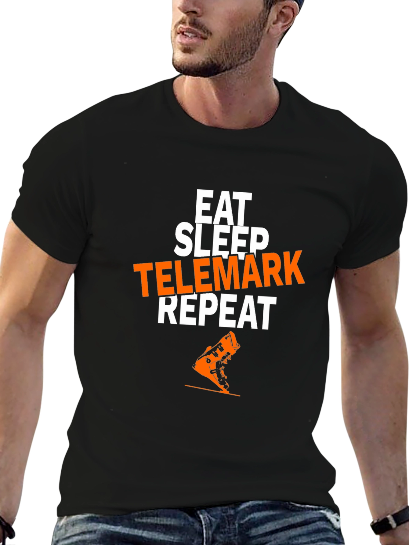 Black Eat Sleep Telemark Repeat T-Shirt view 6
