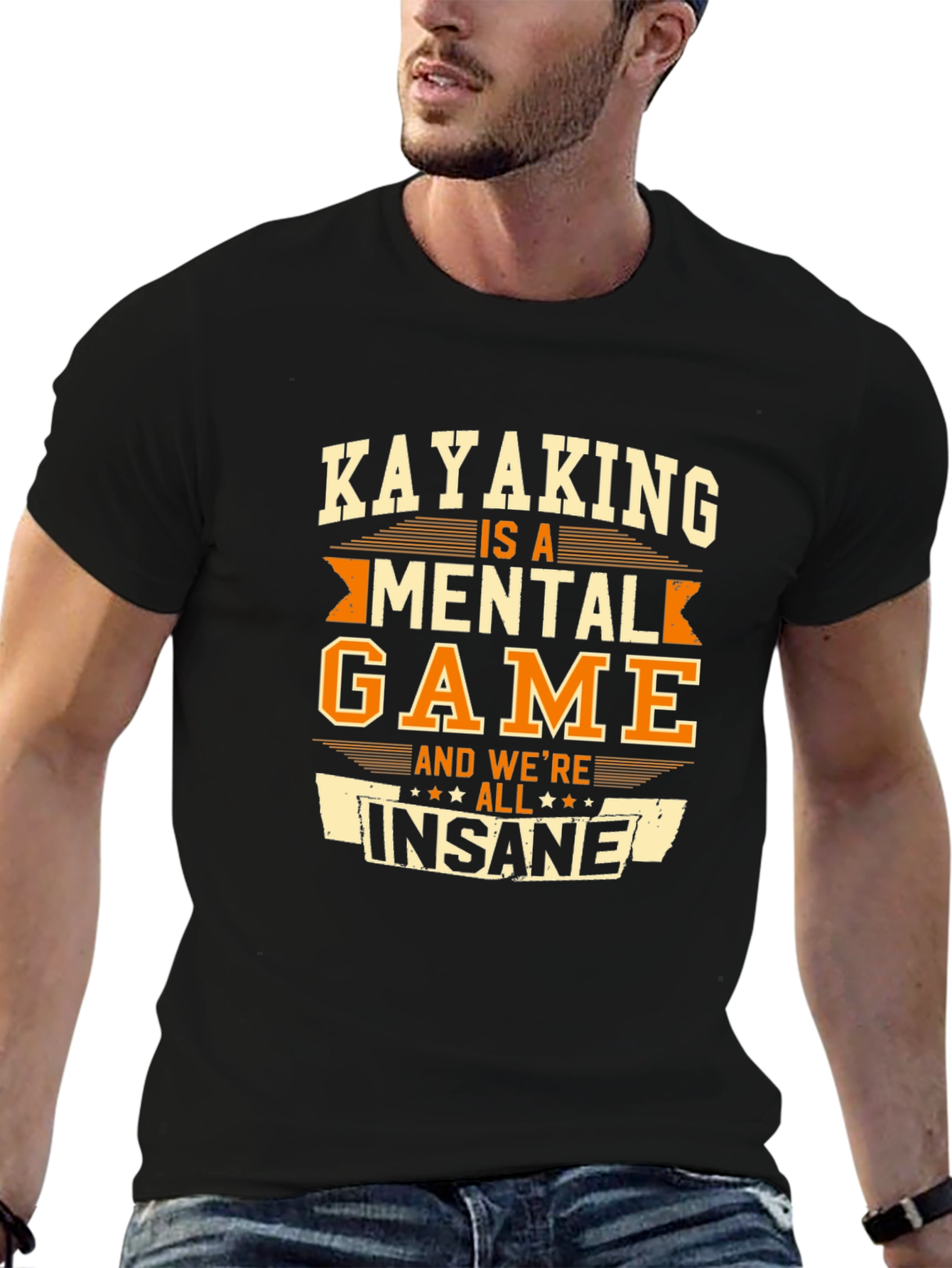 Black Kayaking Mental Game T-Shirt view 6