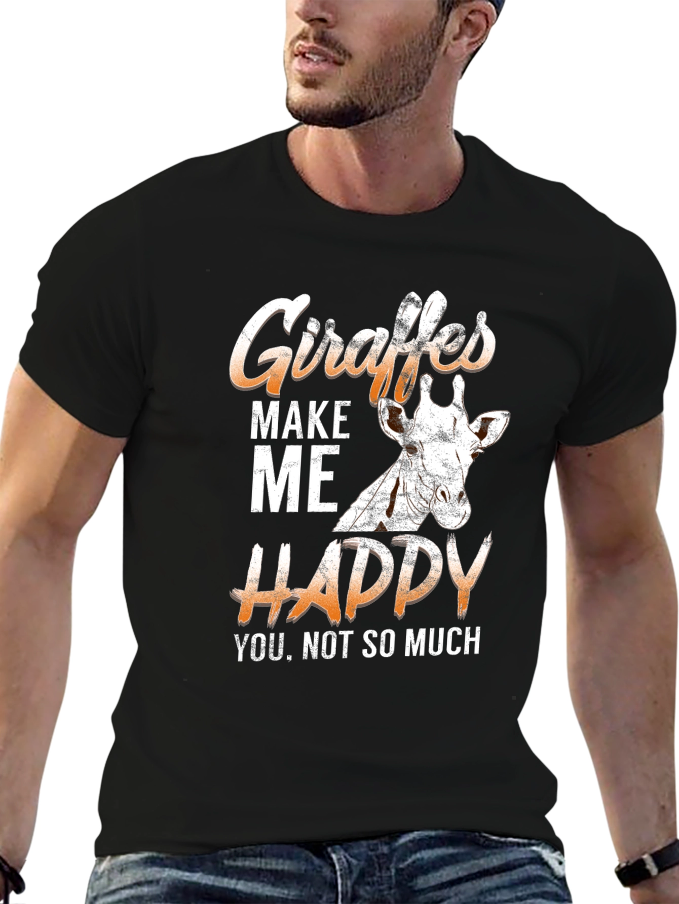 Black Giraffes Make Me Happy T-Shirt view 6