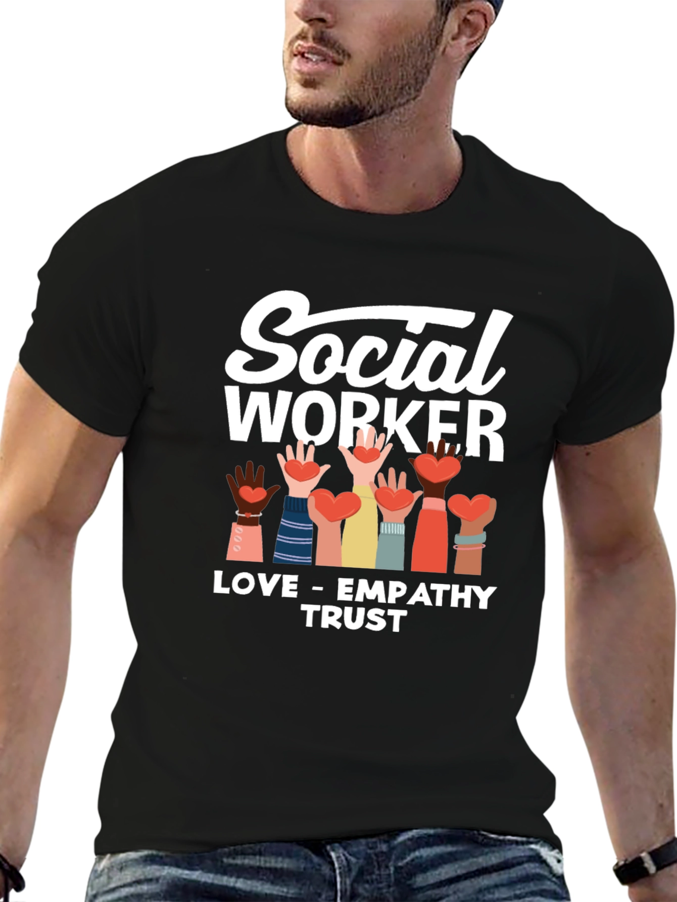 Black Social Worker Love Empathy Trust T-Shirt view 6