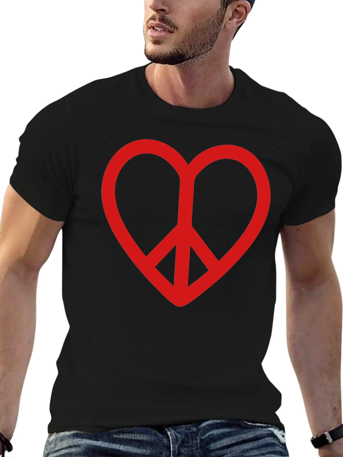 Black Heart Peace Sign Graphic Tee - Black view 6