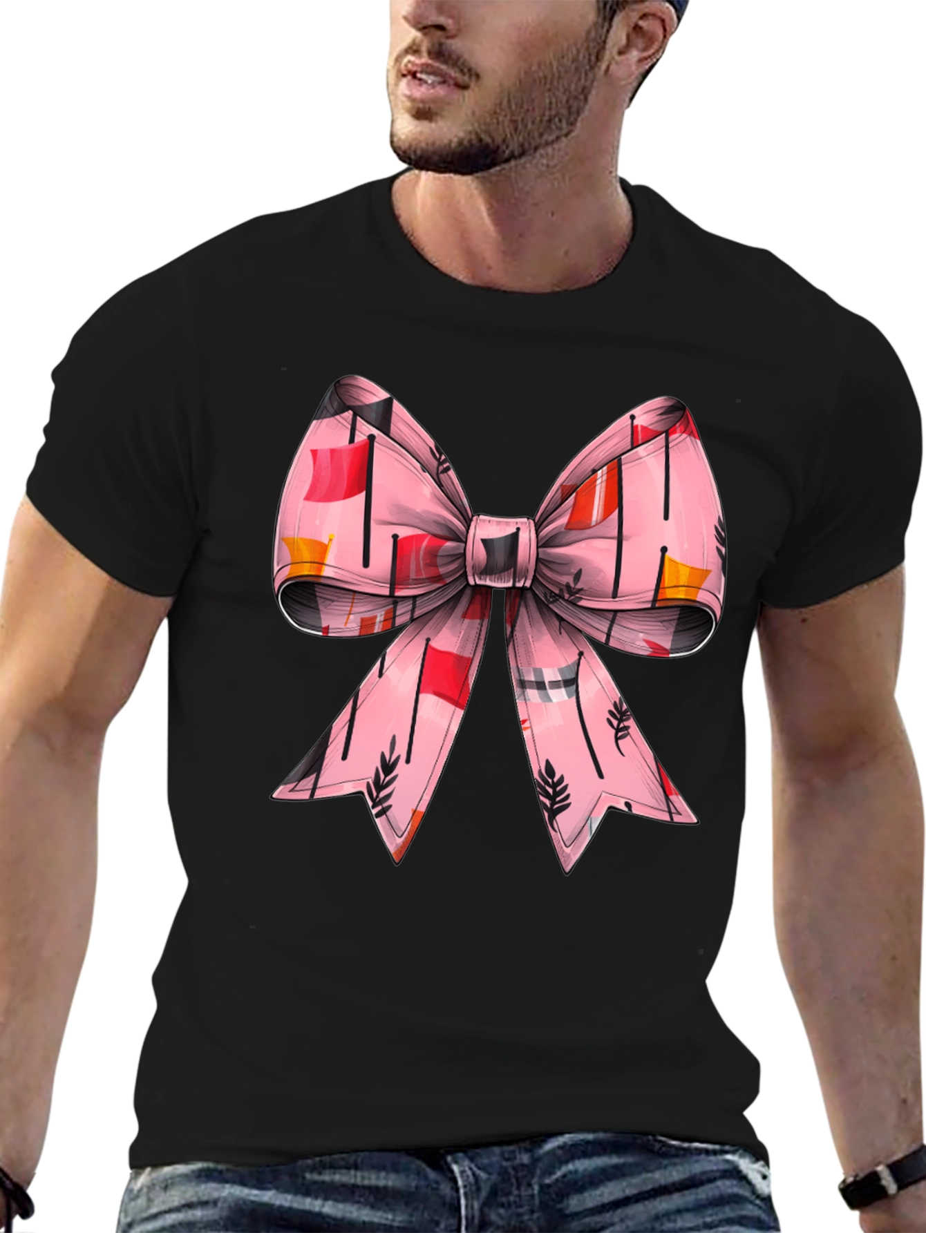 Black Bow Graphic Tee - Black Casual T-Shirt view 6