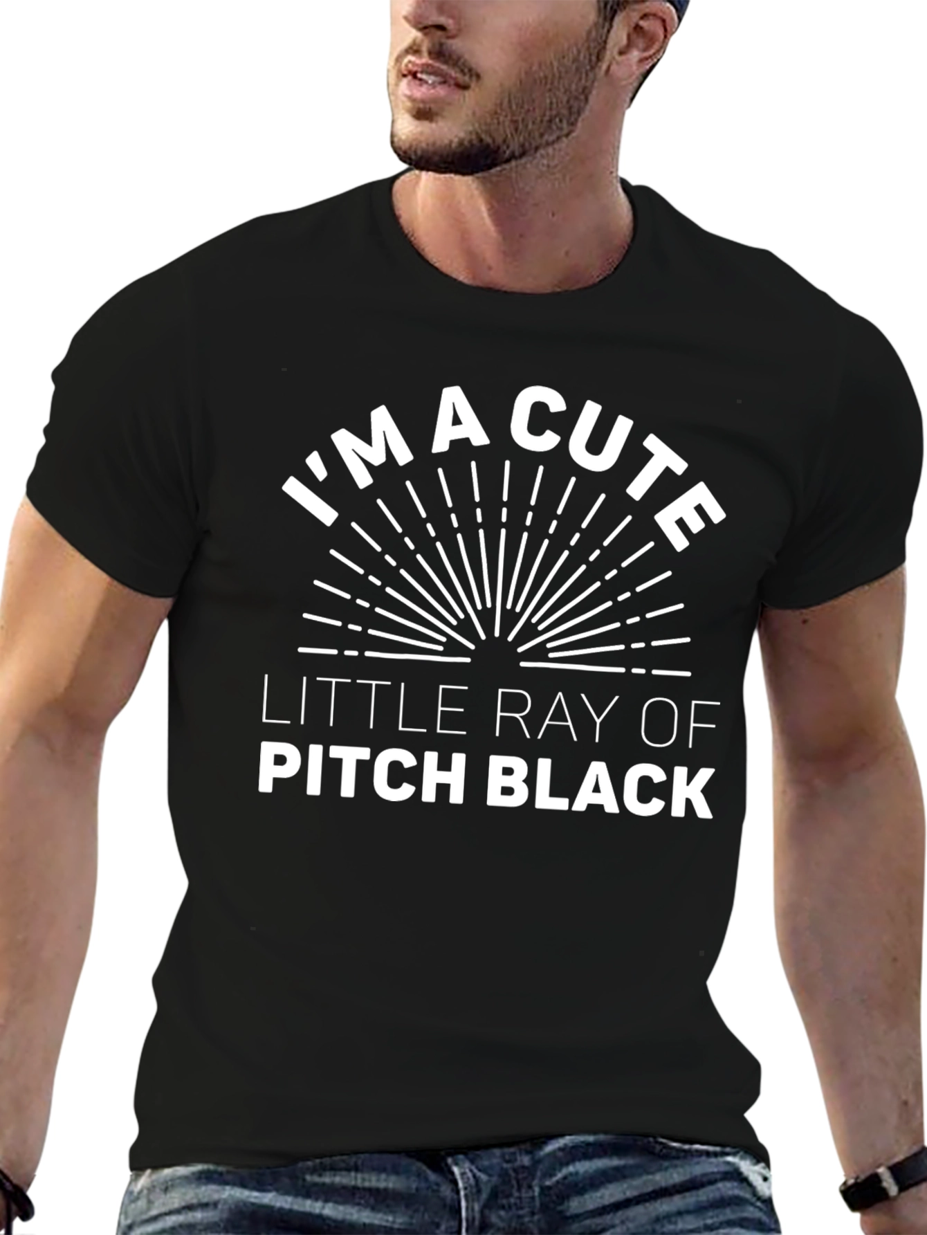 Black Cute Ray of Pitch Black Funny Graphic T-Shirt view 6