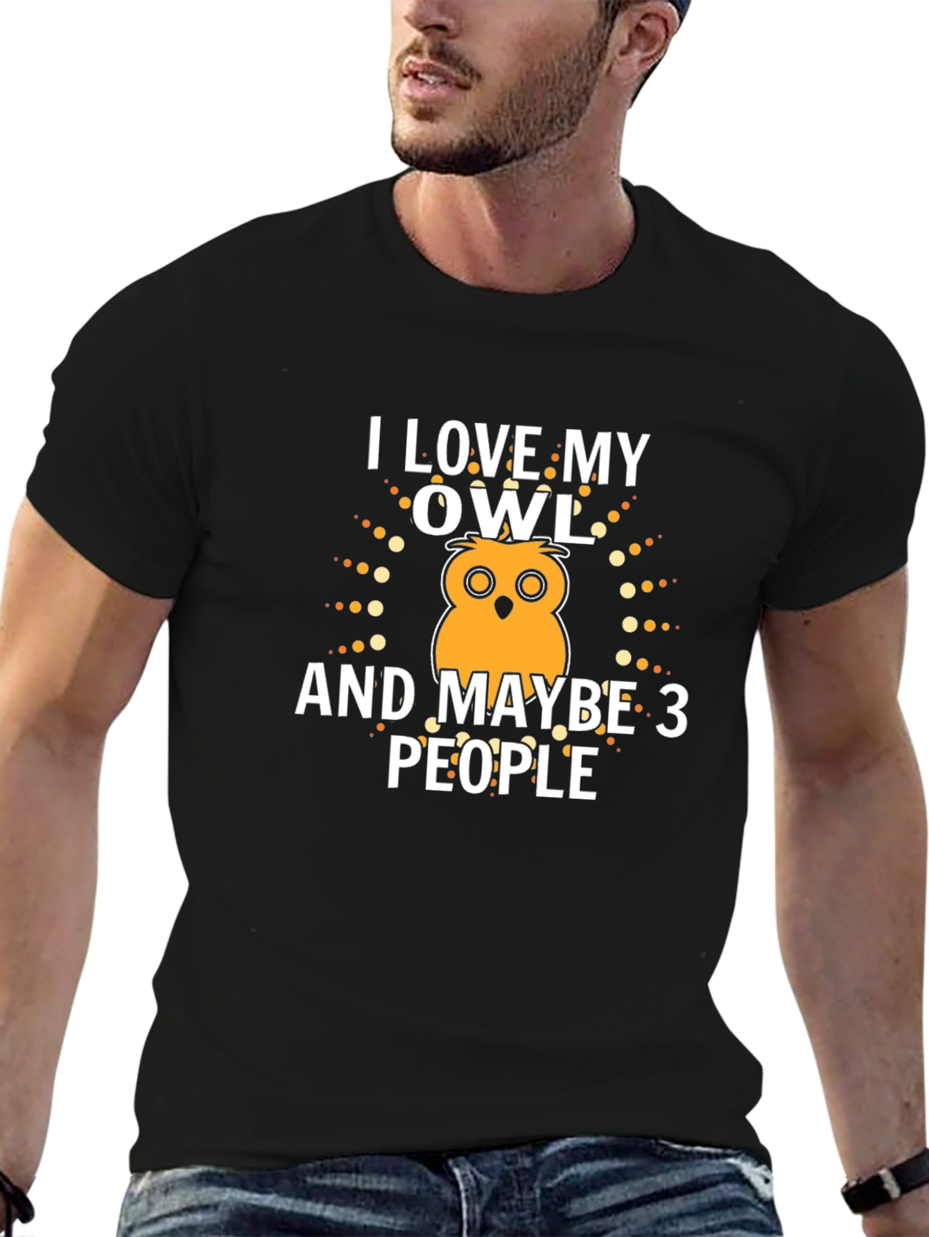 Black I Love My Owl And Maybe 3 People T-Shirt view 6