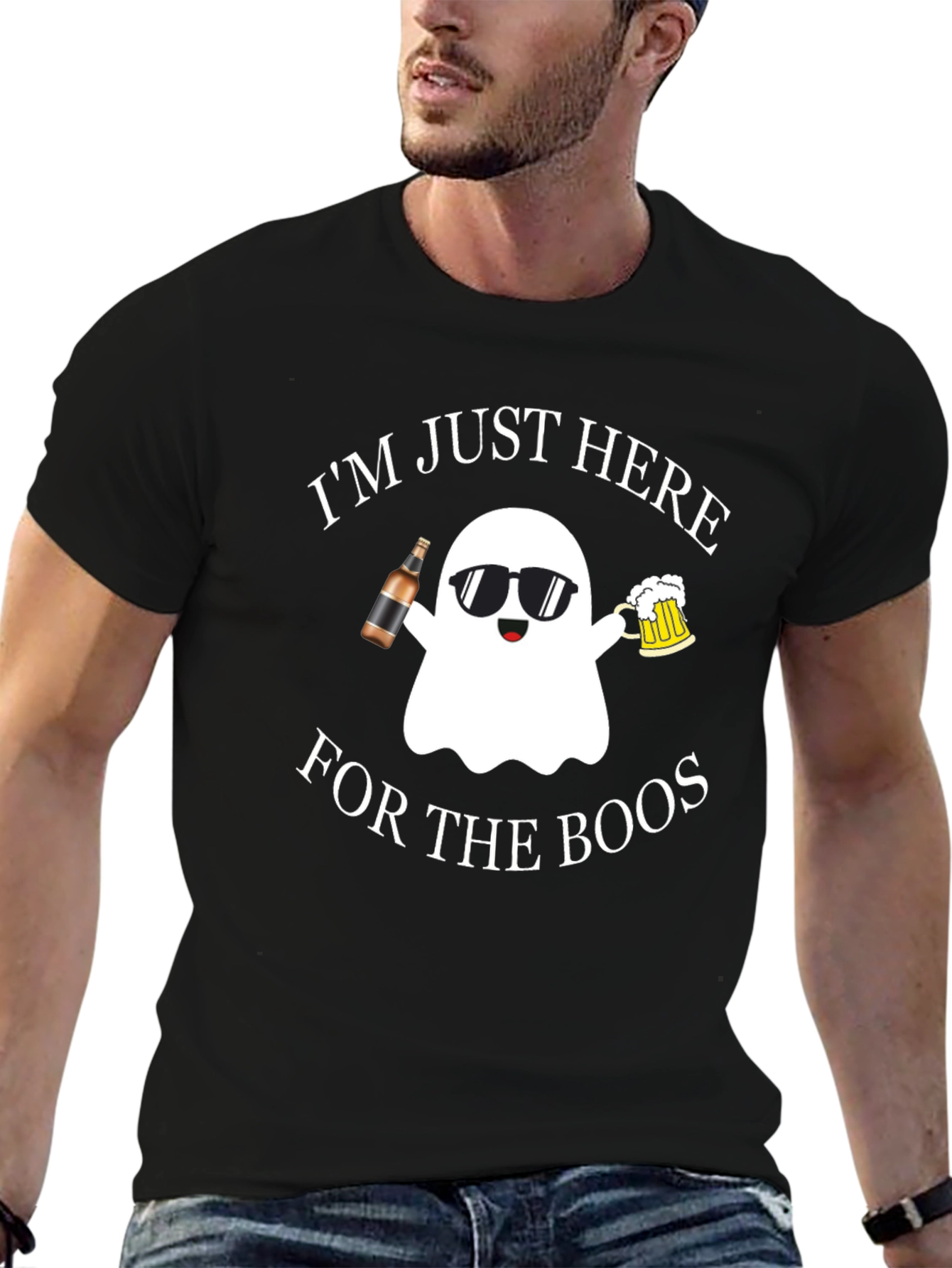 Black Boo's Ghost T-Shirt - Halloween Party Shirt view 6
